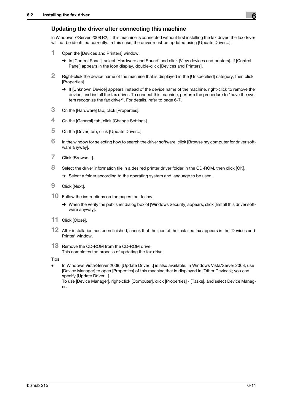 Updating the driver after connecting this machine | Konica Minolta Bizhub 215 User Manual | Page 88 / 166
