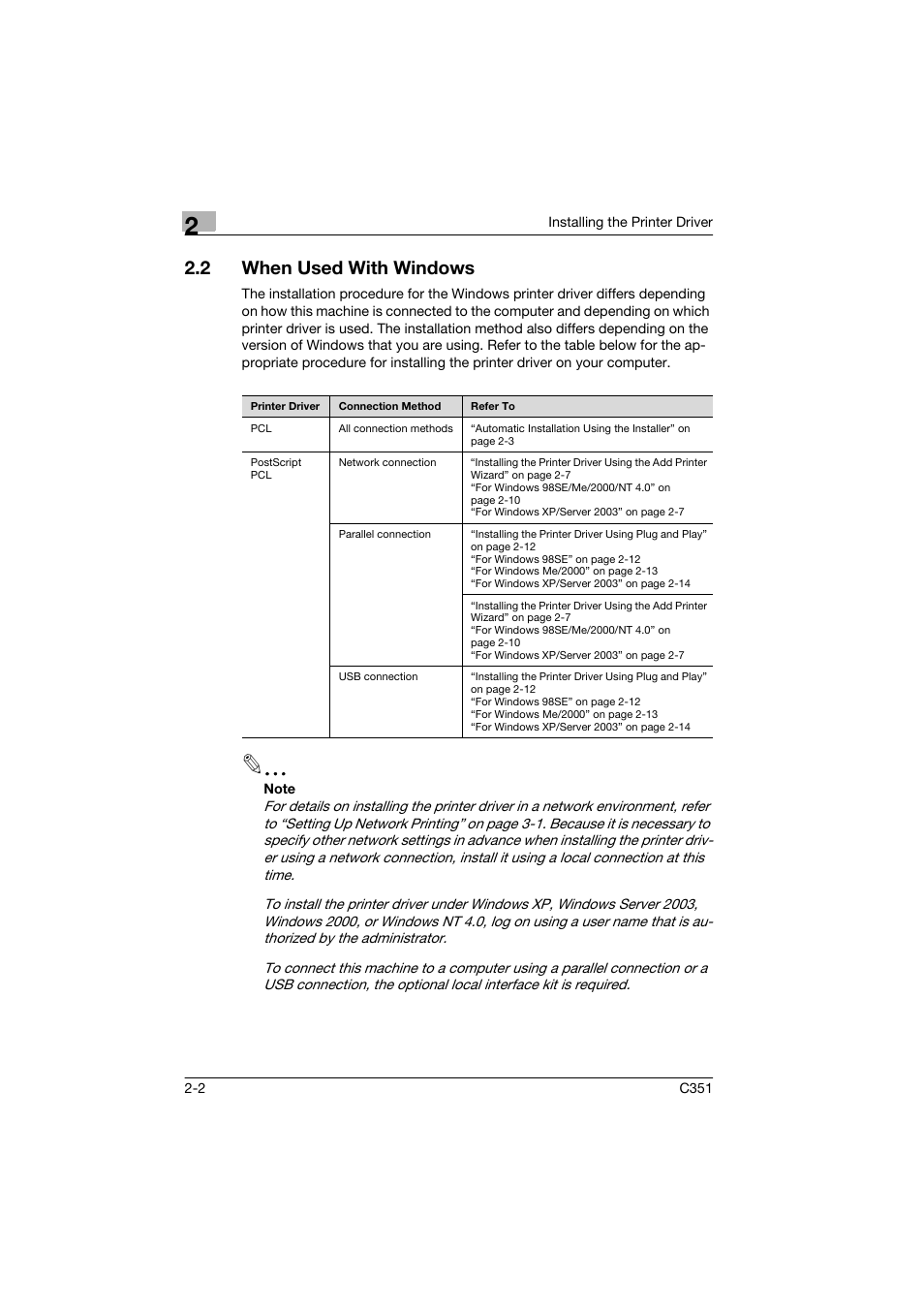 2 when used with windows, When used with windows -2 | Konica Minolta BIZHUB C351 User Manual | Page 27 / 90