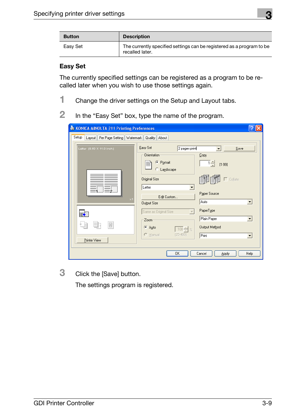 Easy set, Easy set -9 | Konica Minolta bizhub 181 User Manual | Page 52 / 92