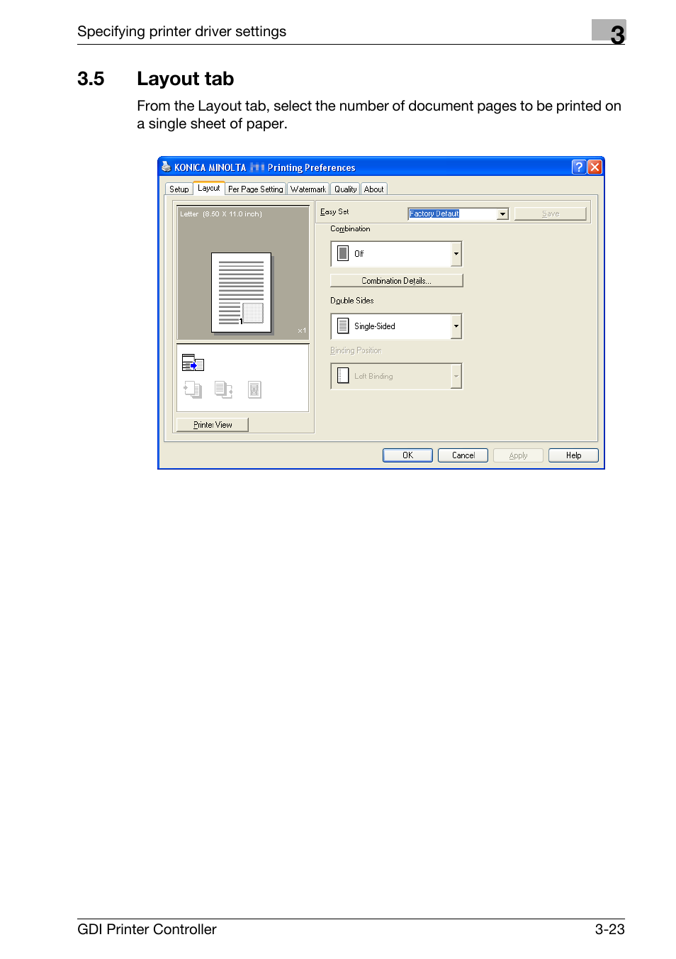 5 layout tab, Layout tab -23 | Konica Minolta bizhub 181 User Manual | Page 66 / 92