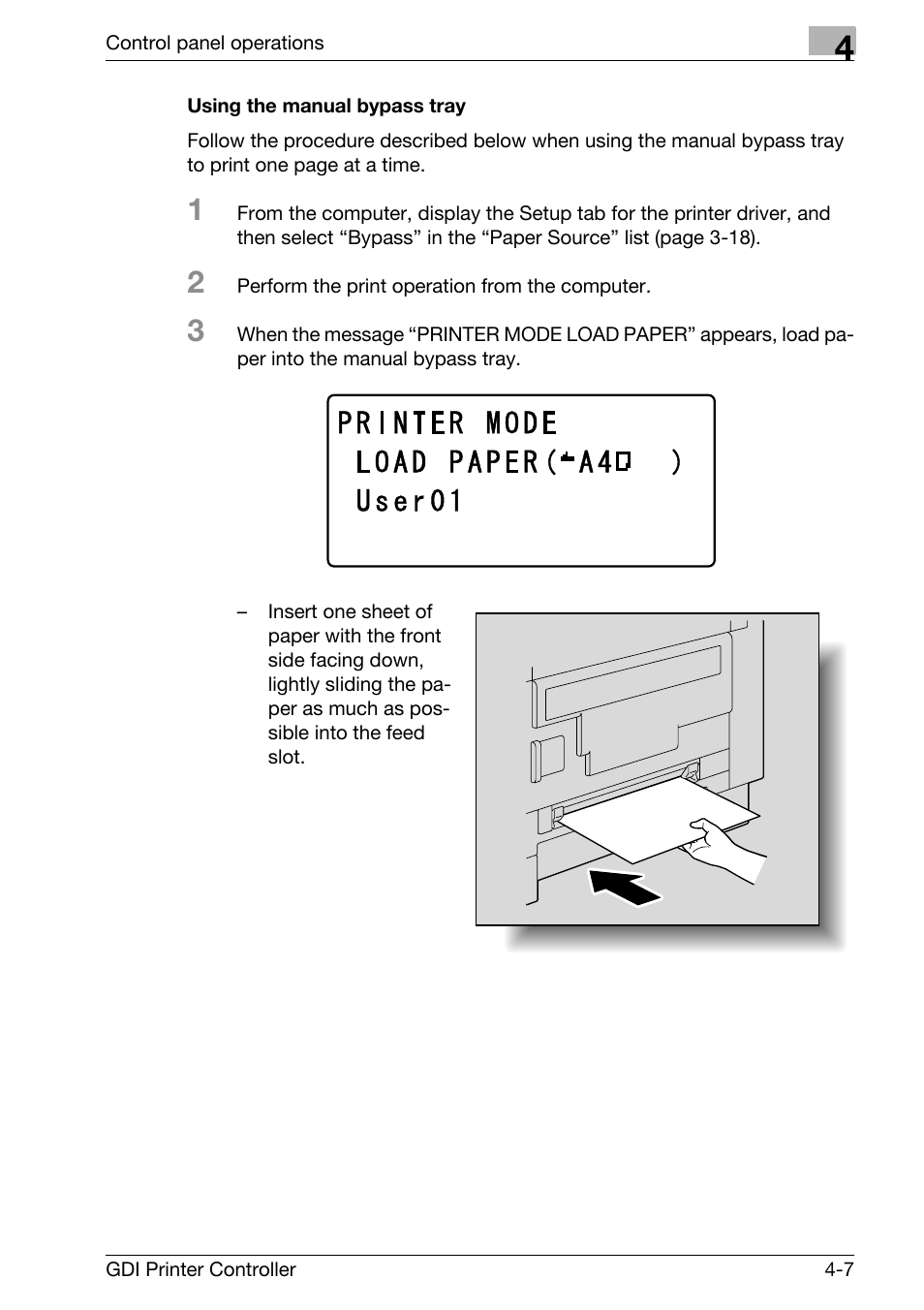 Using the manual bypass tray, Using the manual bypass tray -7 | Konica Minolta bizhub 181 User Manual | Page 84 / 92