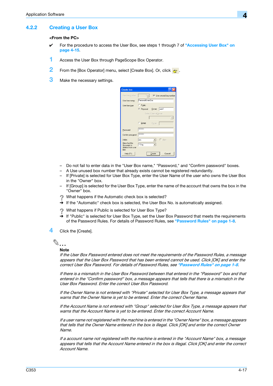 2 creating a user box, From the pc, Creating a user box -17 <from the pc> -17 | Konica Minolta bizhub C353 User Manual | Page 170 / 186