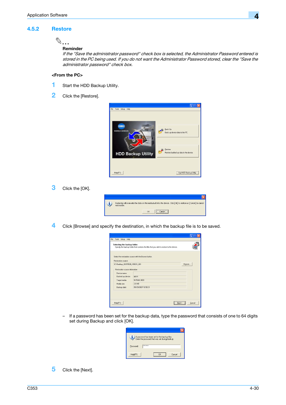 2 restore, From the pc, Restore -30 <from the pc> -30 | Konica Minolta bizhub C353 User Manual | Page 183 / 186