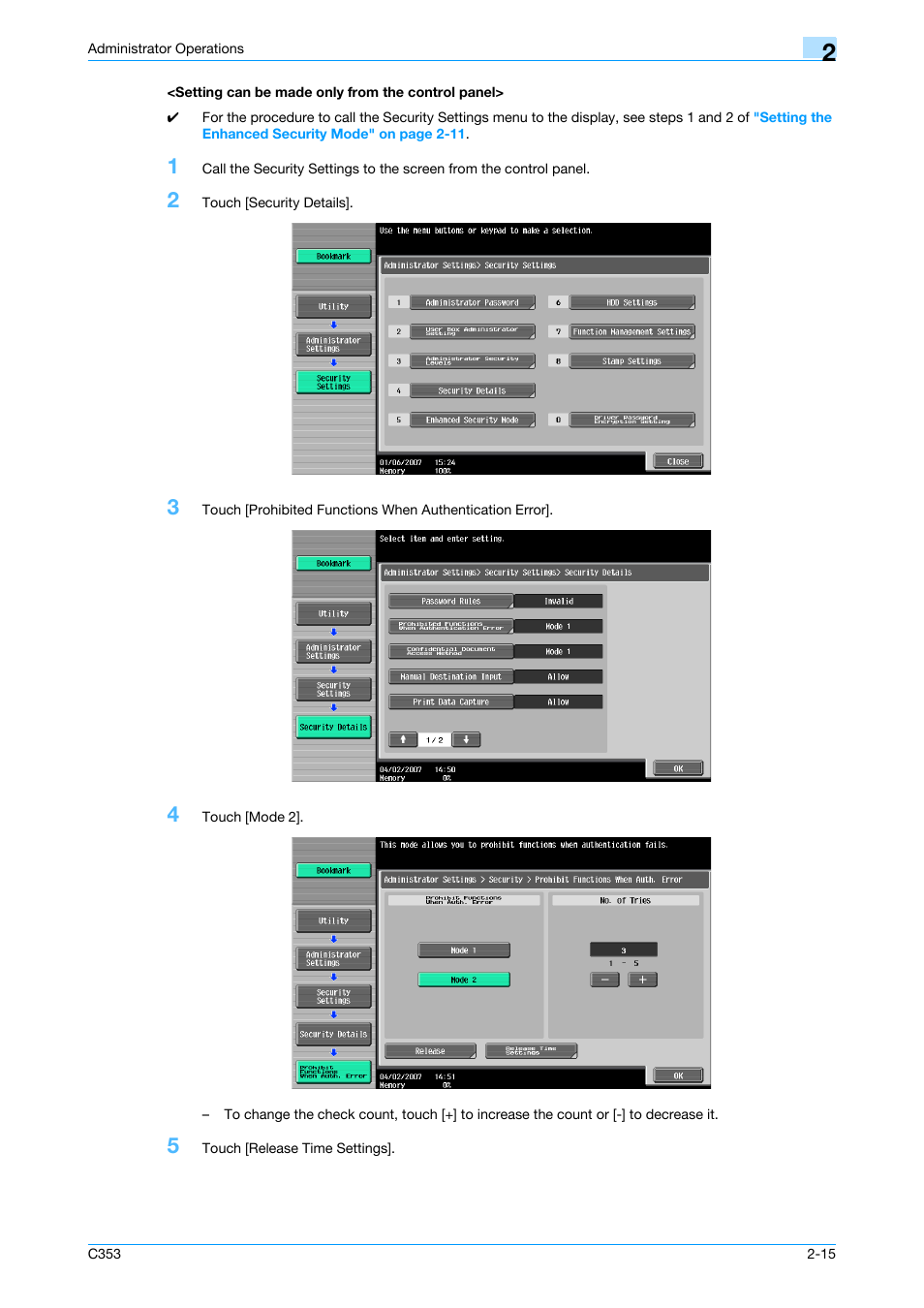 Setting can be made only from the control panel | Konica Minolta bizhub C353 User Manual | Page 30 / 186