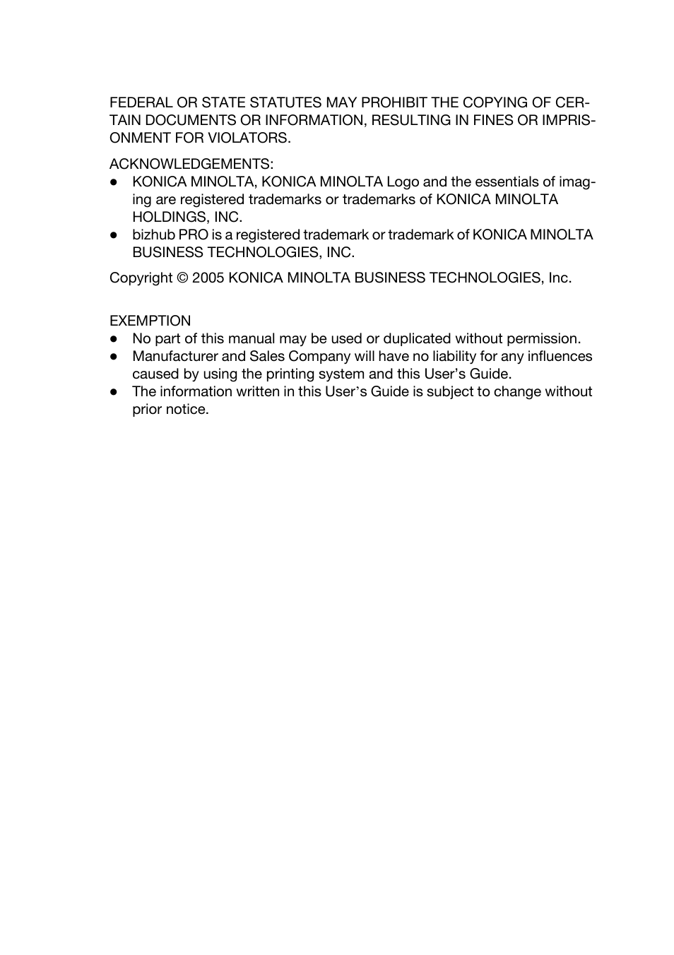 Konica Minolta bizhub PRO 920 User Manual | Page 4 / 76