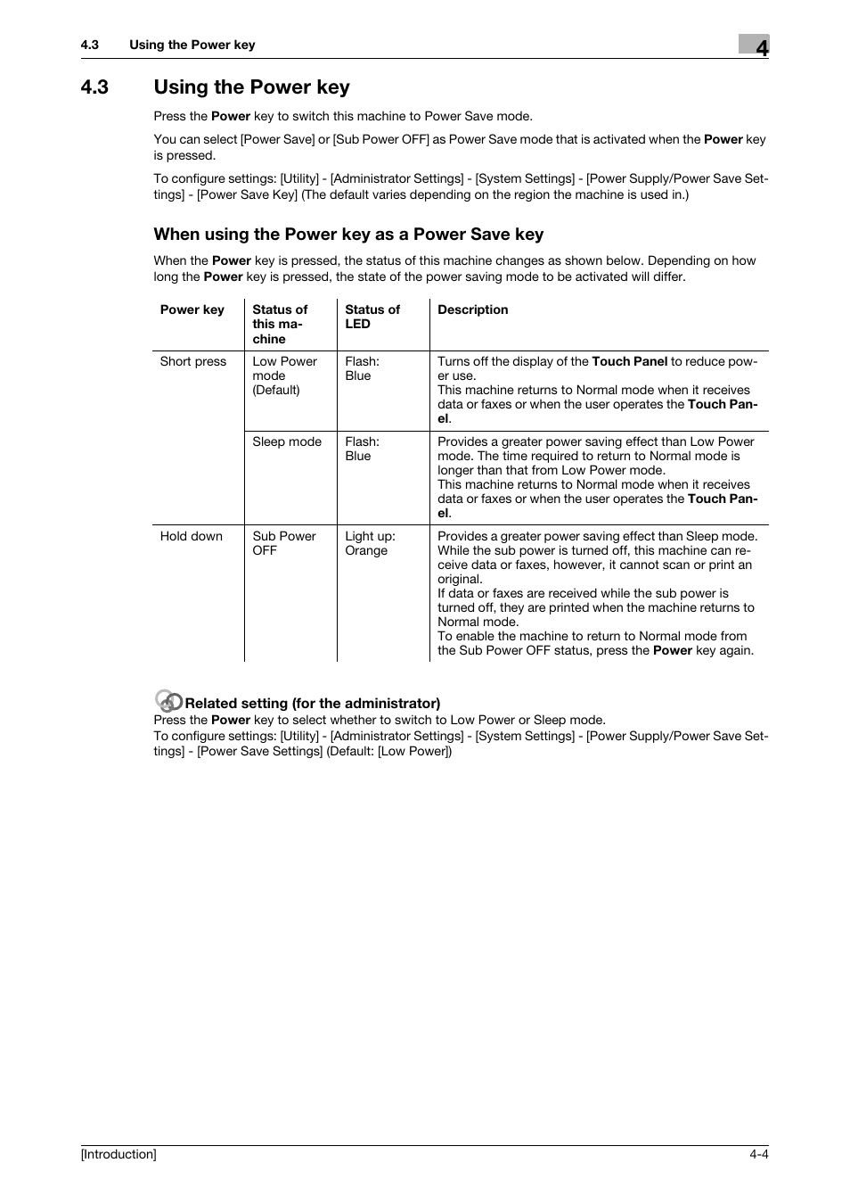 3 using the power key, When using the power key as a power save key | Konica Minolta bizhub C3350 User Manual | Page 31 / 91