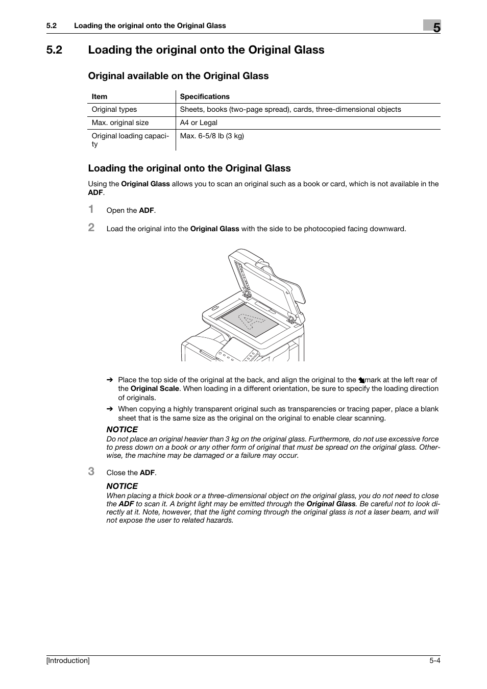 2 loading the original onto the original glass, Original available on the original glass, Loading the original onto the original glass | Konica Minolta bizhub C3350 User Manual | Page 36 / 91