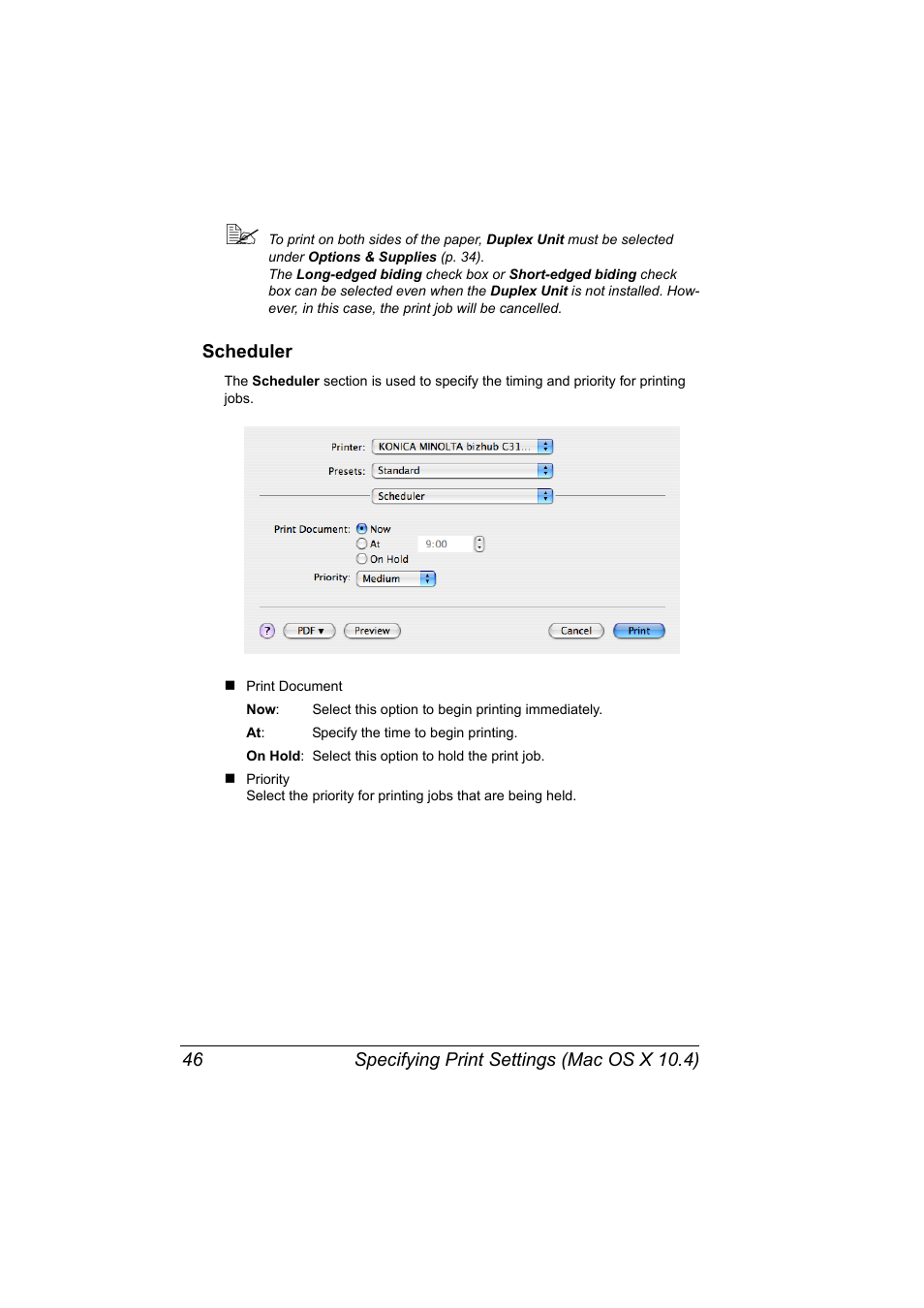 Scheduler, Scheduler 46 | Konica Minolta bizhub C31P User Manual | Page 64 / 382