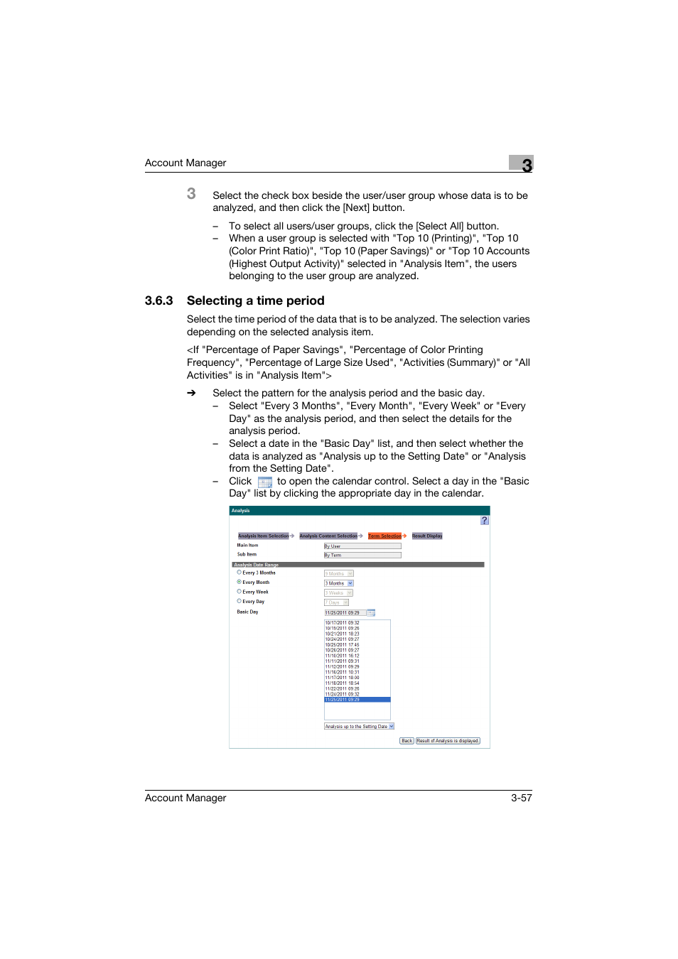 3 selecting a time period, Selecting a time period -57 | Konica Minolta PageScope Enterprise Suite User Manual | Page 72 / 203