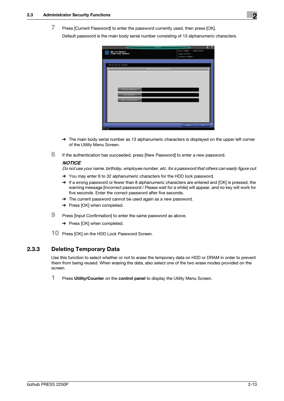 3 deleting temporary data, Deleting temporary data -13 | Konica Minolta bizhub PRESS 2250P User Manual | Page 20 / 57