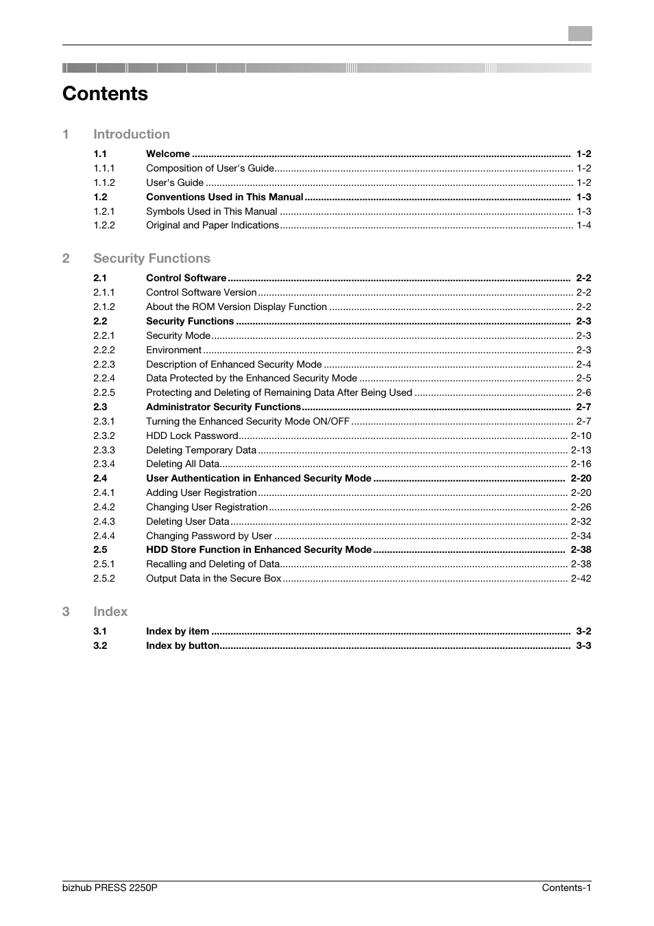 Konica Minolta bizhub PRESS 2250P User Manual | Page 3 / 57