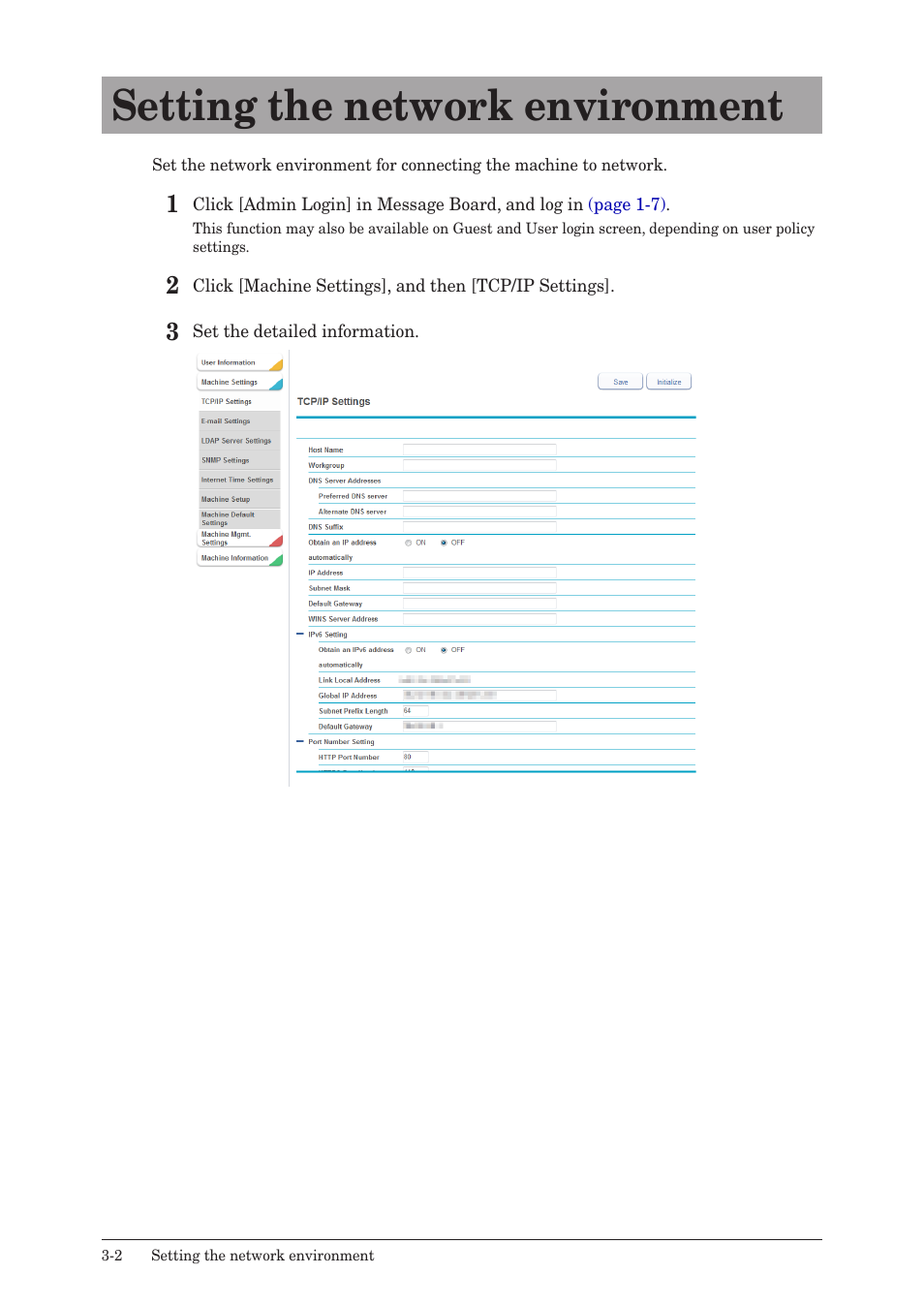 Setting the network environment, Setting the network environment -2 | Konica Minolta bizhub 25e User Manual | Page 59 / 140