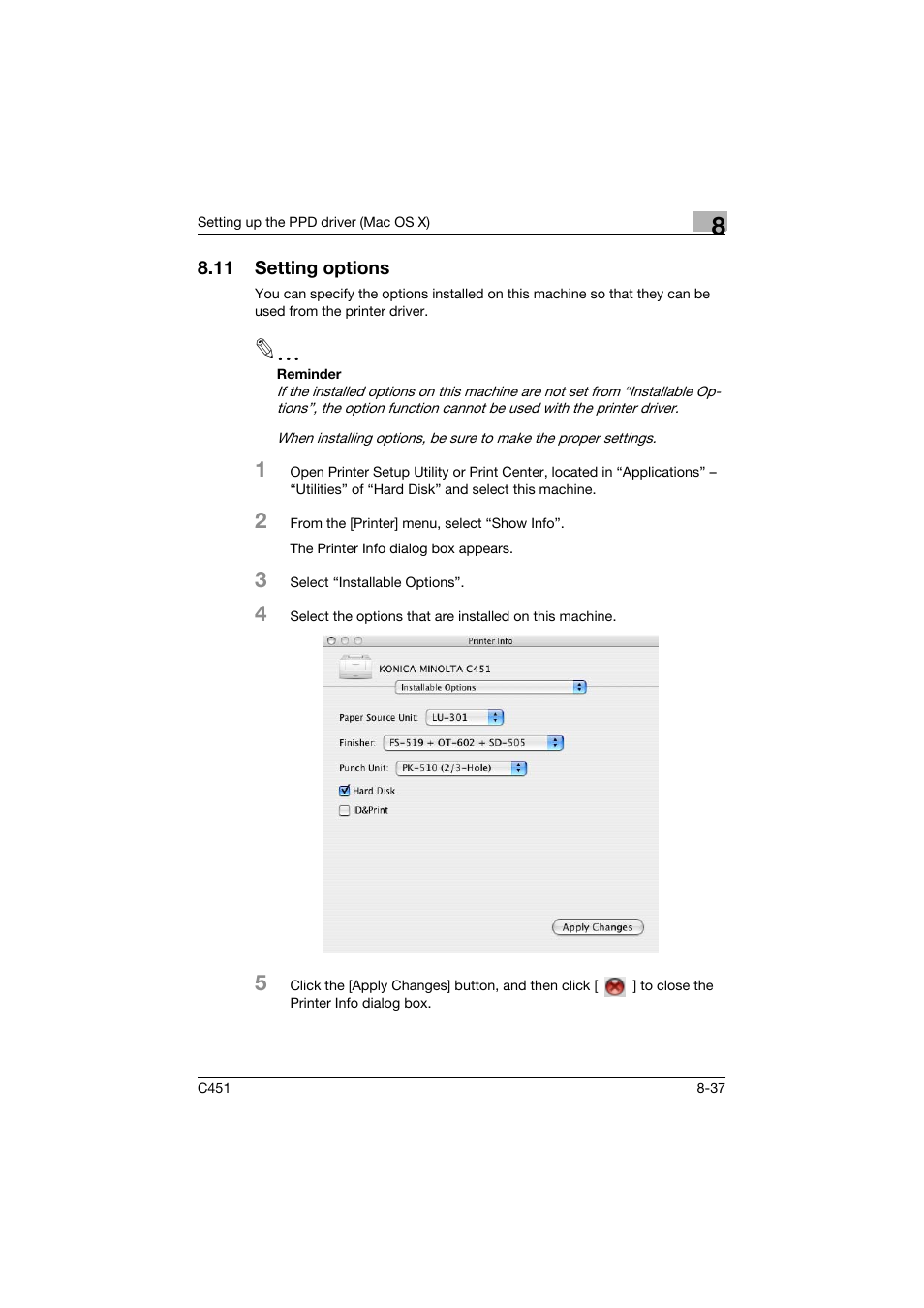 11 setting options, Setting options -37 | Konica Minolta bizhub C451 User Manual | Page 295 / 432