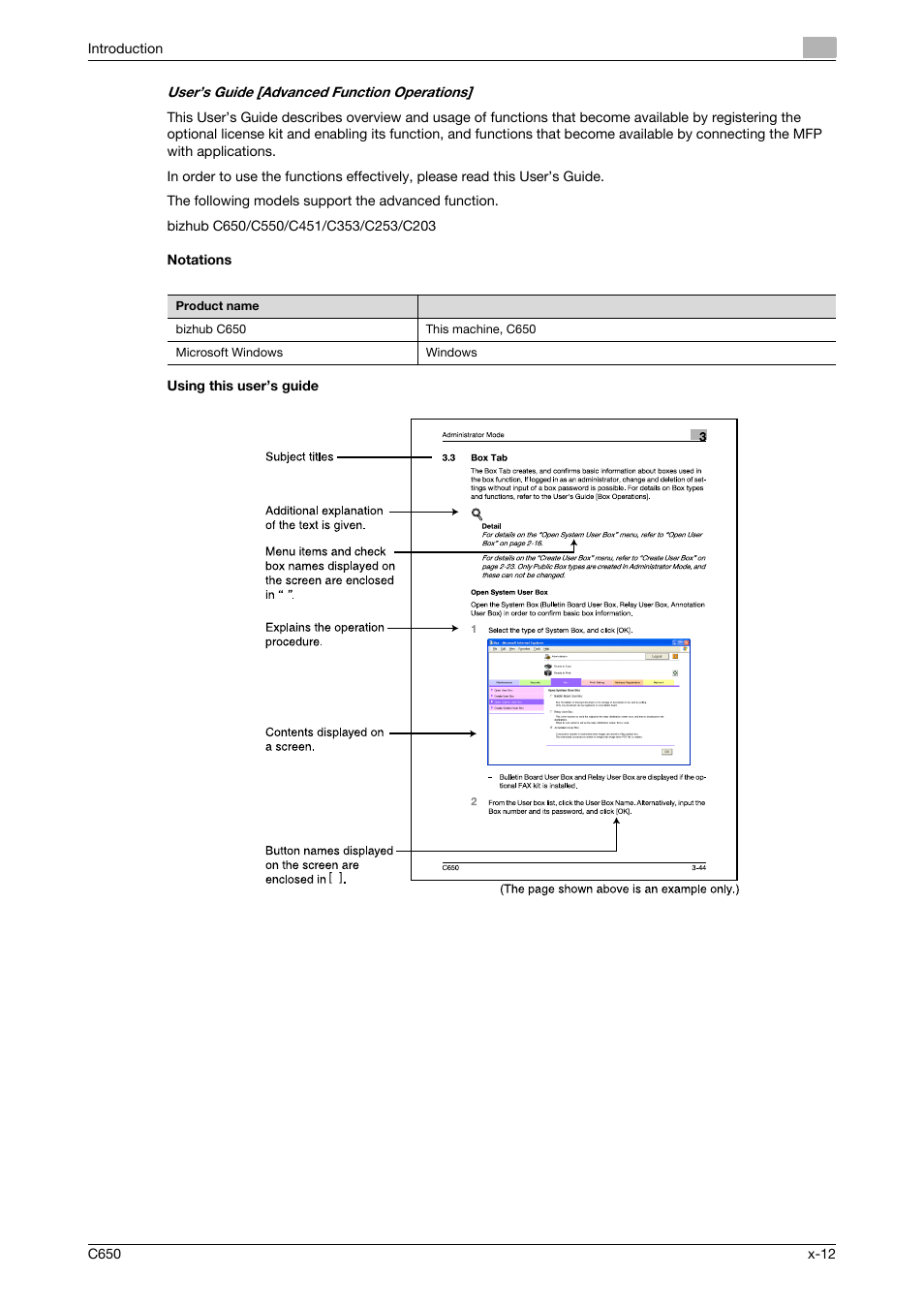 Notations, Using this user’s guide | Konica Minolta bizhub C650 User Manual | Page 13 / 165