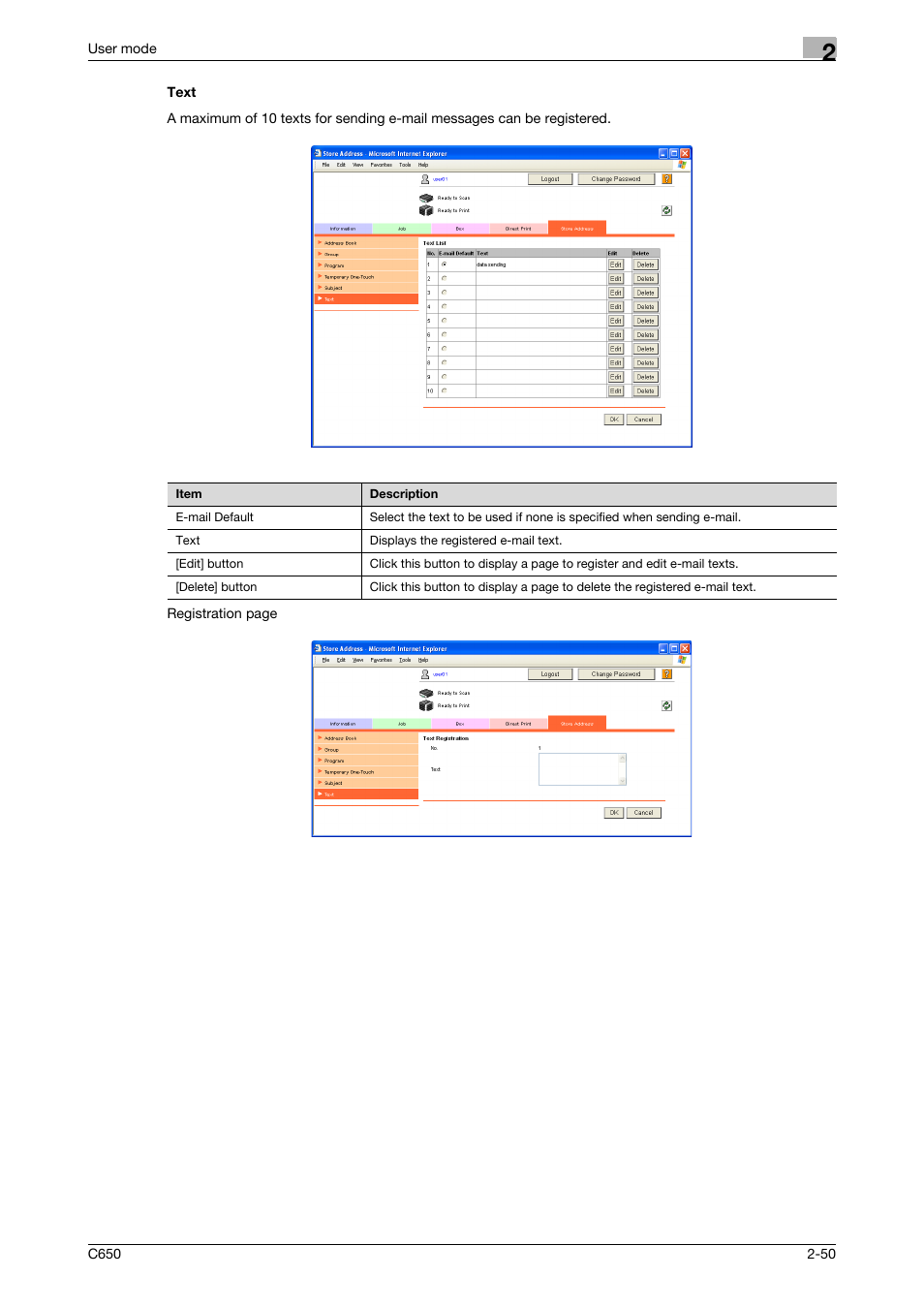 Text, Text -50 | Konica Minolta bizhub C650 User Manual | Page 74 / 165