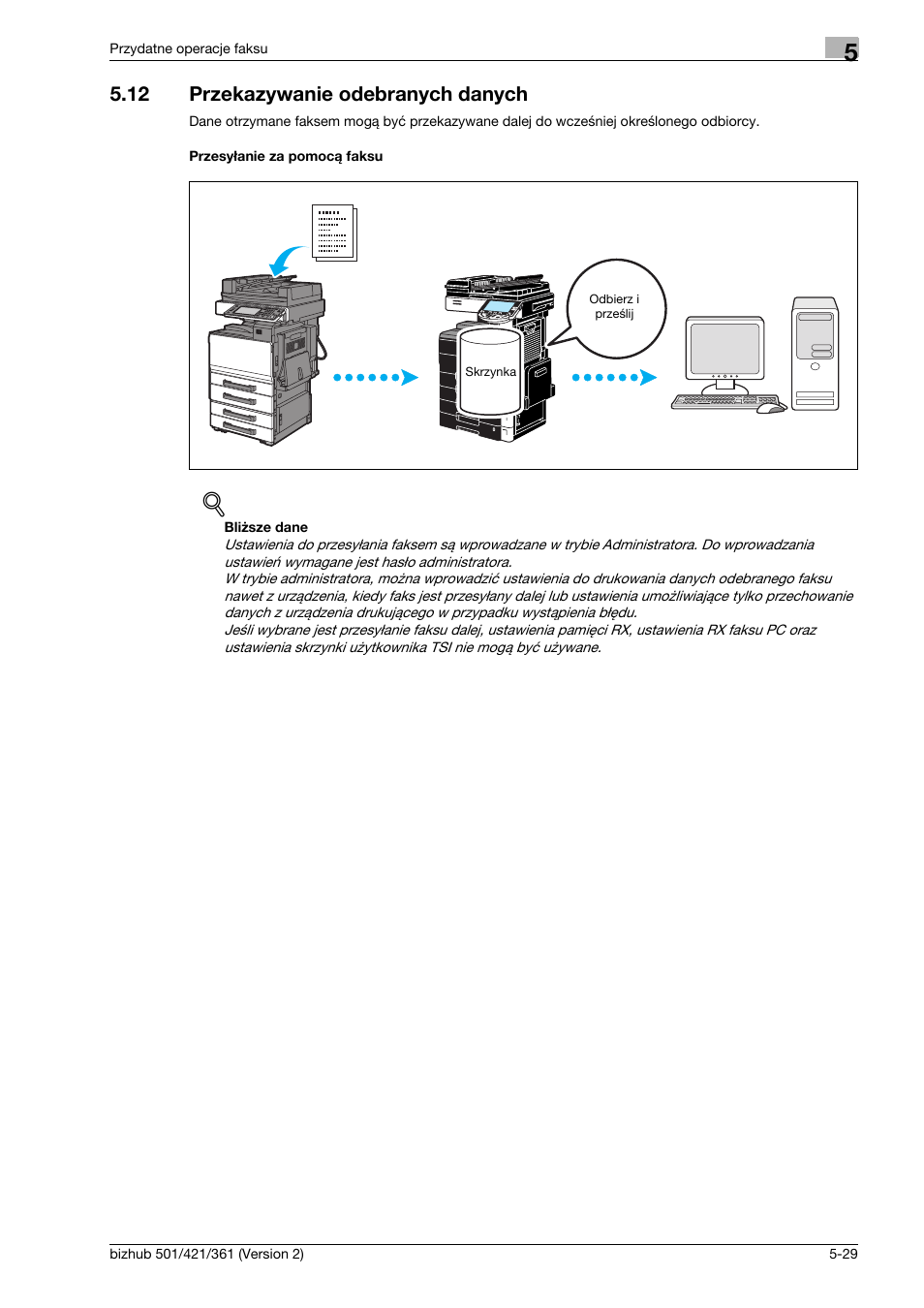 12 przekazywanie odebranych danych, Przesy¸anie za pomoc¶ faksu, Przekazywanie odebranych danych -29 | Konica Minolta bizhub 501 User Manual | Page 197 / 288