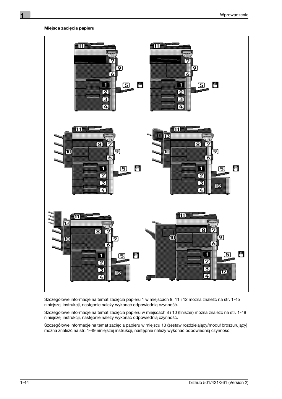 Miejsca zaciêcia papieru | Konica Minolta bizhub 501 User Manual | Page 50 / 288