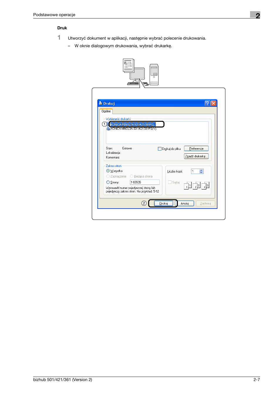 Druk | Konica Minolta bizhub 501 User Manual | Page 75 / 288