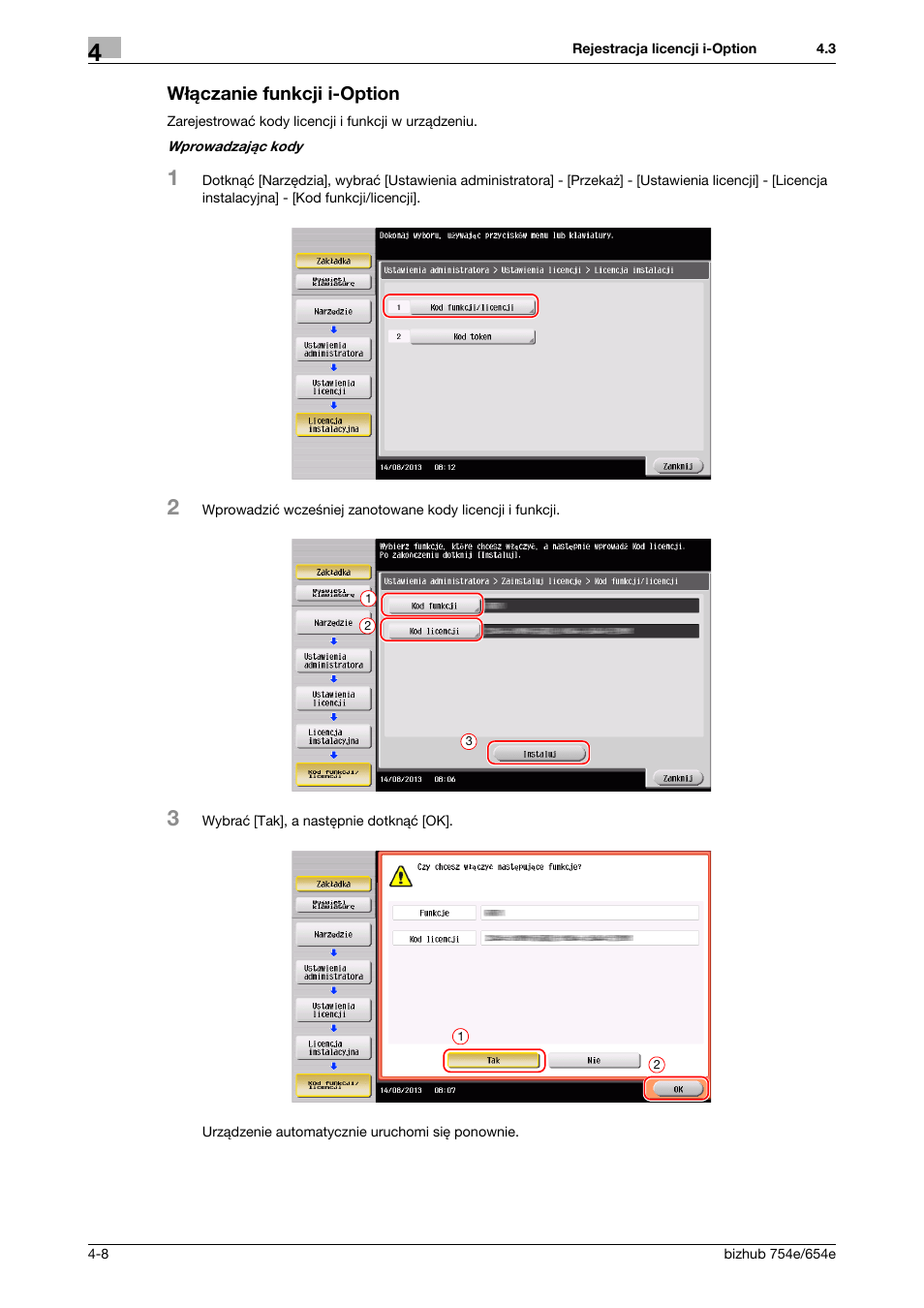 Włączanie funkcji i-option | Konica Minolta bizhub 754e User Manual | Page 150 / 170