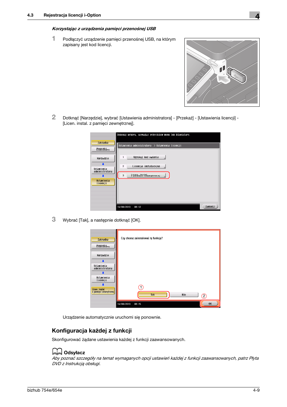 Konfiguracja każdej z funkcji | Konica Minolta bizhub 754e User Manual | Page 151 / 170