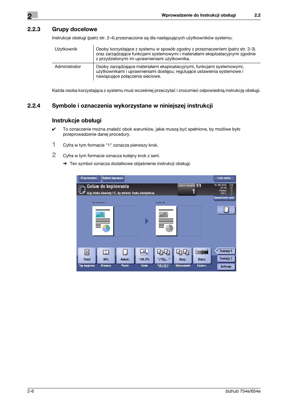 3 grupy docelowe, Instrukcje obsługi, Grupy docelowe -6 | Konica Minolta bizhub 754e User Manual | Page 36 / 170