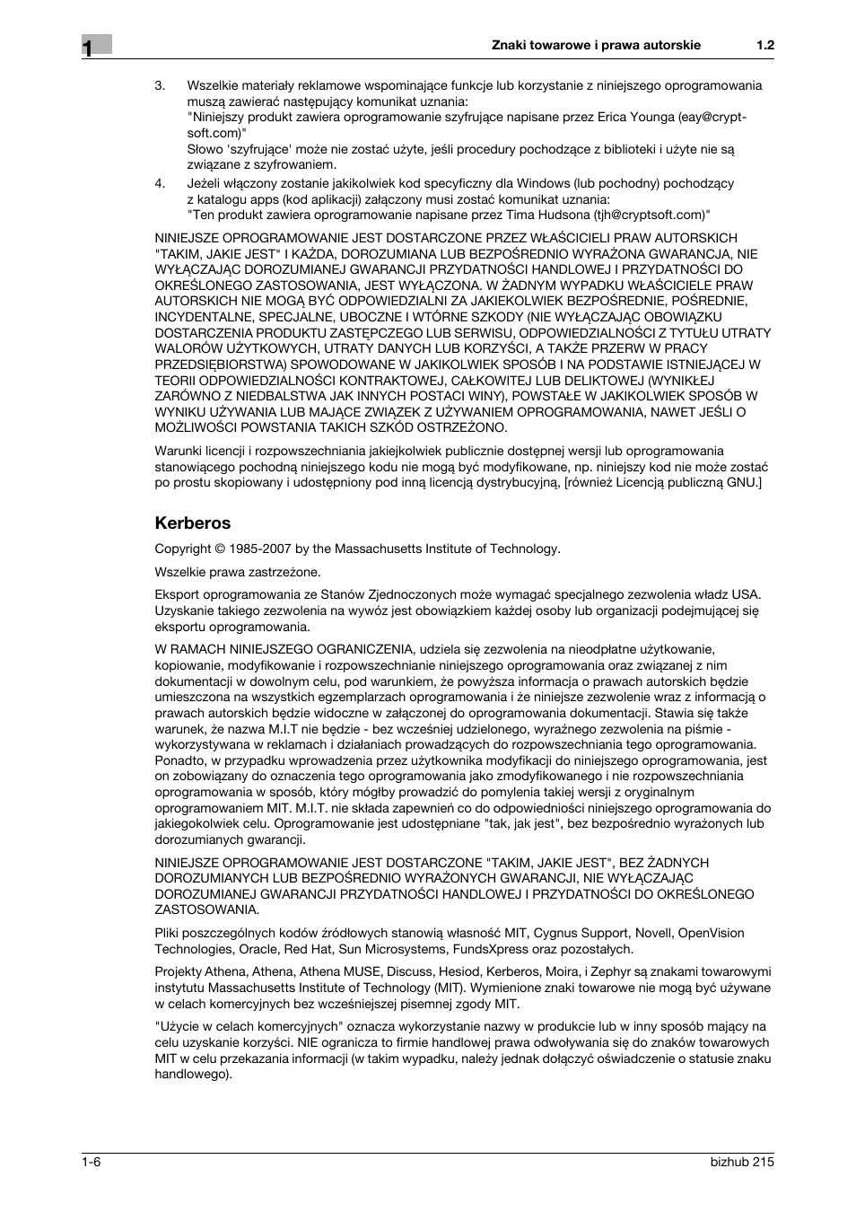 Kerberos, Kerberos -6 | Konica Minolta Bizhub 215 User Manual | Page 12 / 128