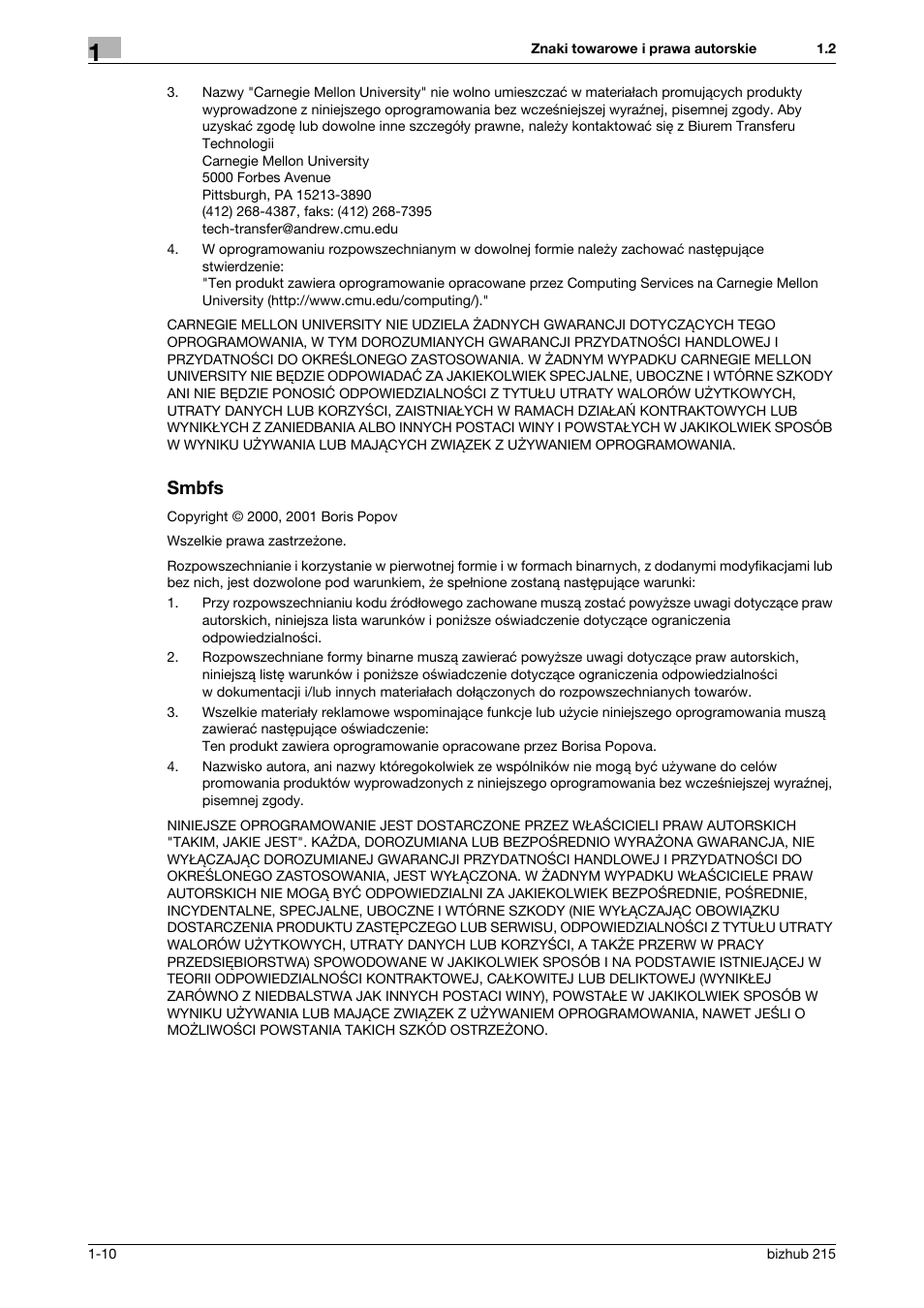 Smbfs, Smbfs -10 | Konica Minolta Bizhub 215 User Manual | Page 16 / 128