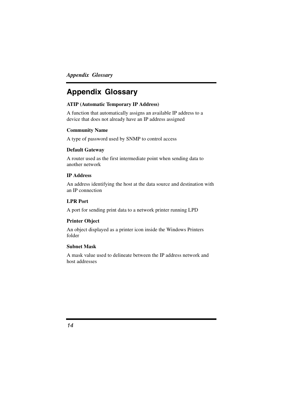 Appendix glossary | Konica Minolta BIZHUB C30P User Manual | Page 19 / 20