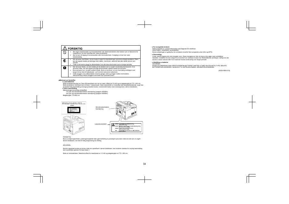 Forsiktig | Konica Minolta PagePro 5650EN User Manual | Page 33 / 46