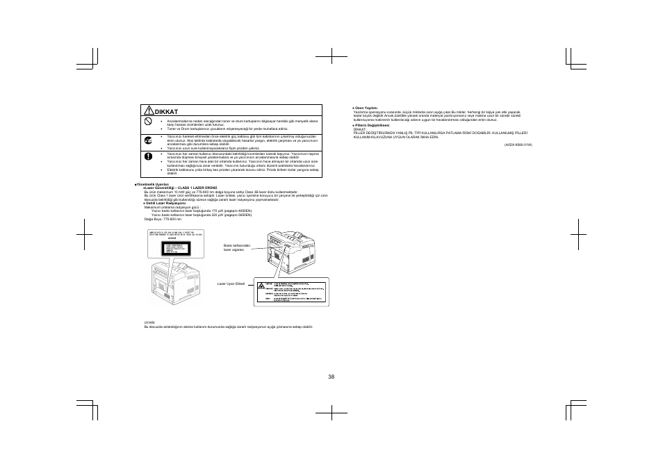 Dikkat | Konica Minolta PagePro 5650EN User Manual | Page 37 / 46