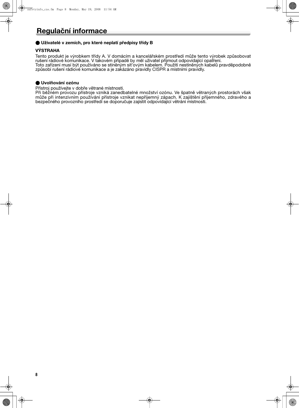 Regulační informace | Konica Minolta bizhub PRO 1600P User Manual | Page 106 / 148