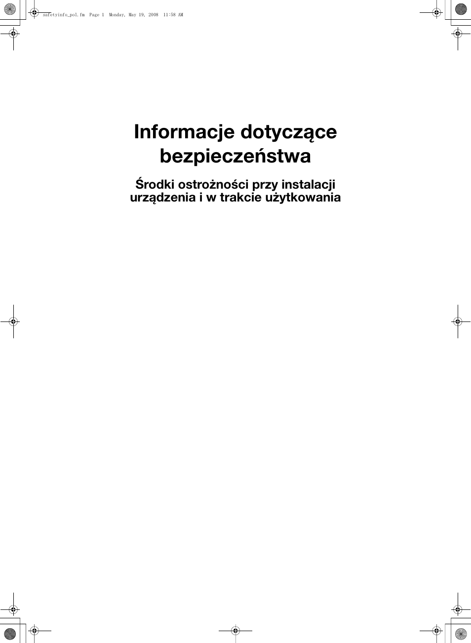 Safetyinfo_pol.pdf, Informacje dotyczące bezpieczeństwa | Konica Minolta bizhub PRO 1600P User Manual | Page 115 / 148