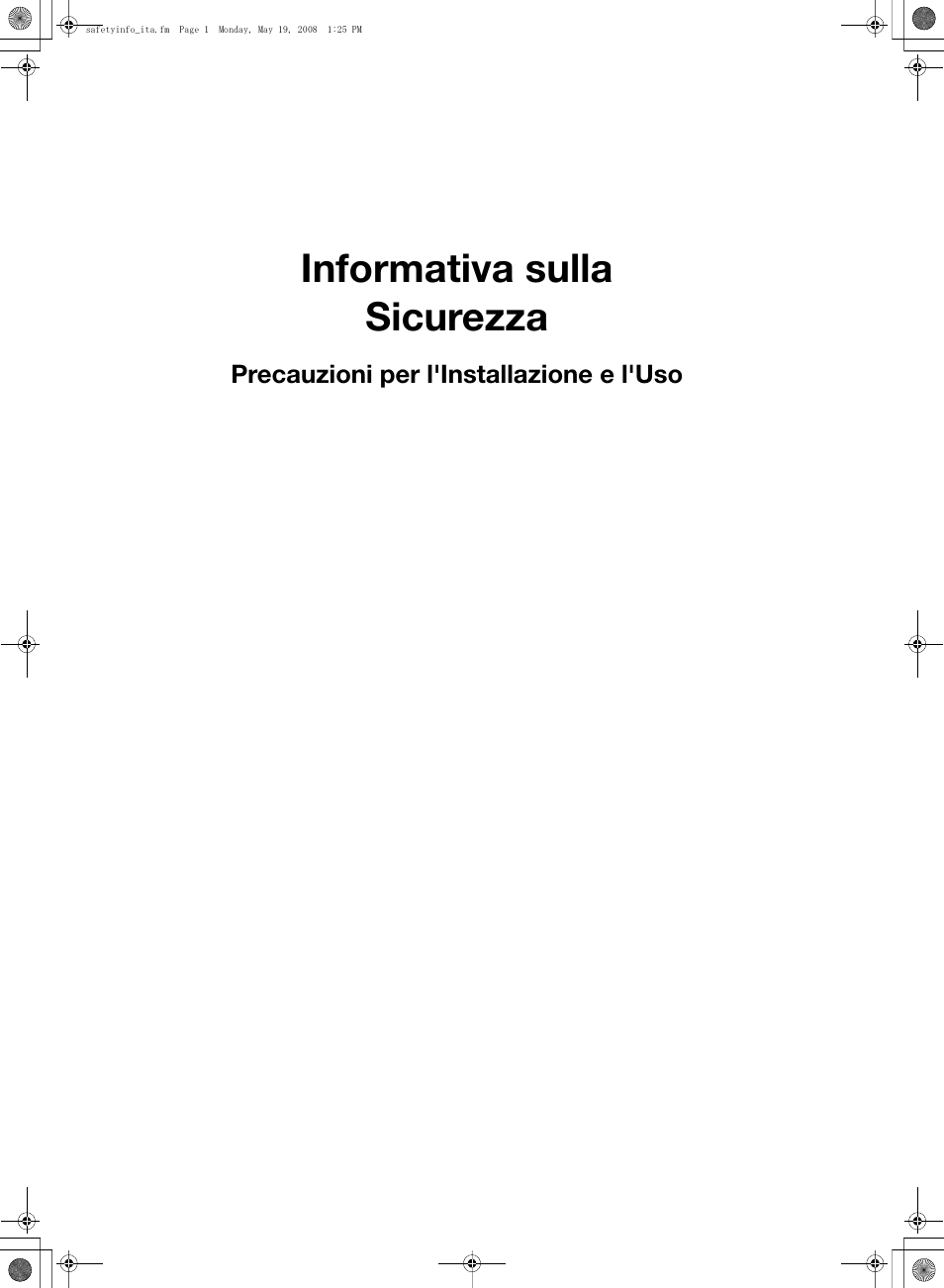 Safetyinfo_ita.pdf, Informativa sulla sicurezza | Konica Minolta bizhub PRO 1600P User Manual | Page 43 / 148