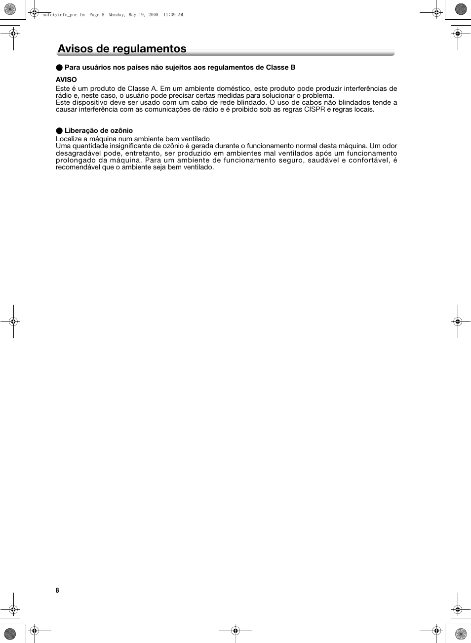 Avisos de regulamentos | Konica Minolta bizhub PRO 1600P User Manual | Page 58 / 148