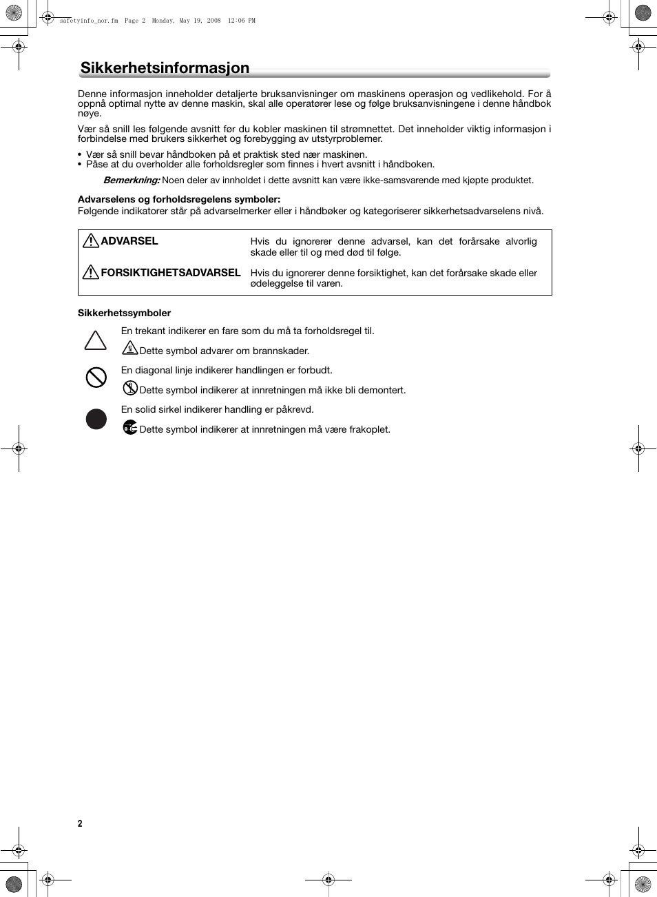 Sikkerhetsinformasjon | Konica Minolta bizhub PRO 1600P User Manual | Page 84 / 148
