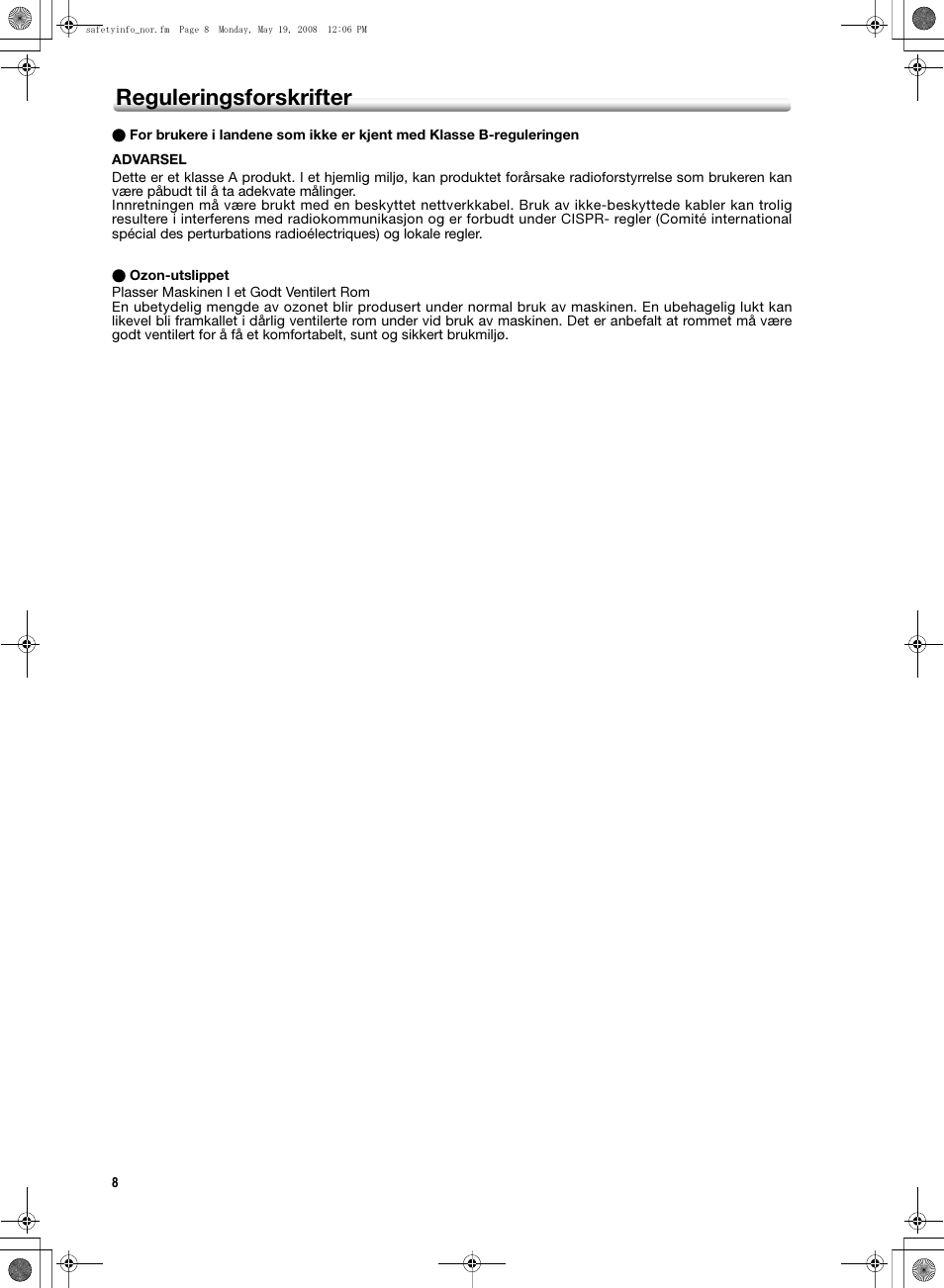 Reguleringsforskrifter | Konica Minolta bizhub PRO 1600P User Manual | Page 90 / 148
