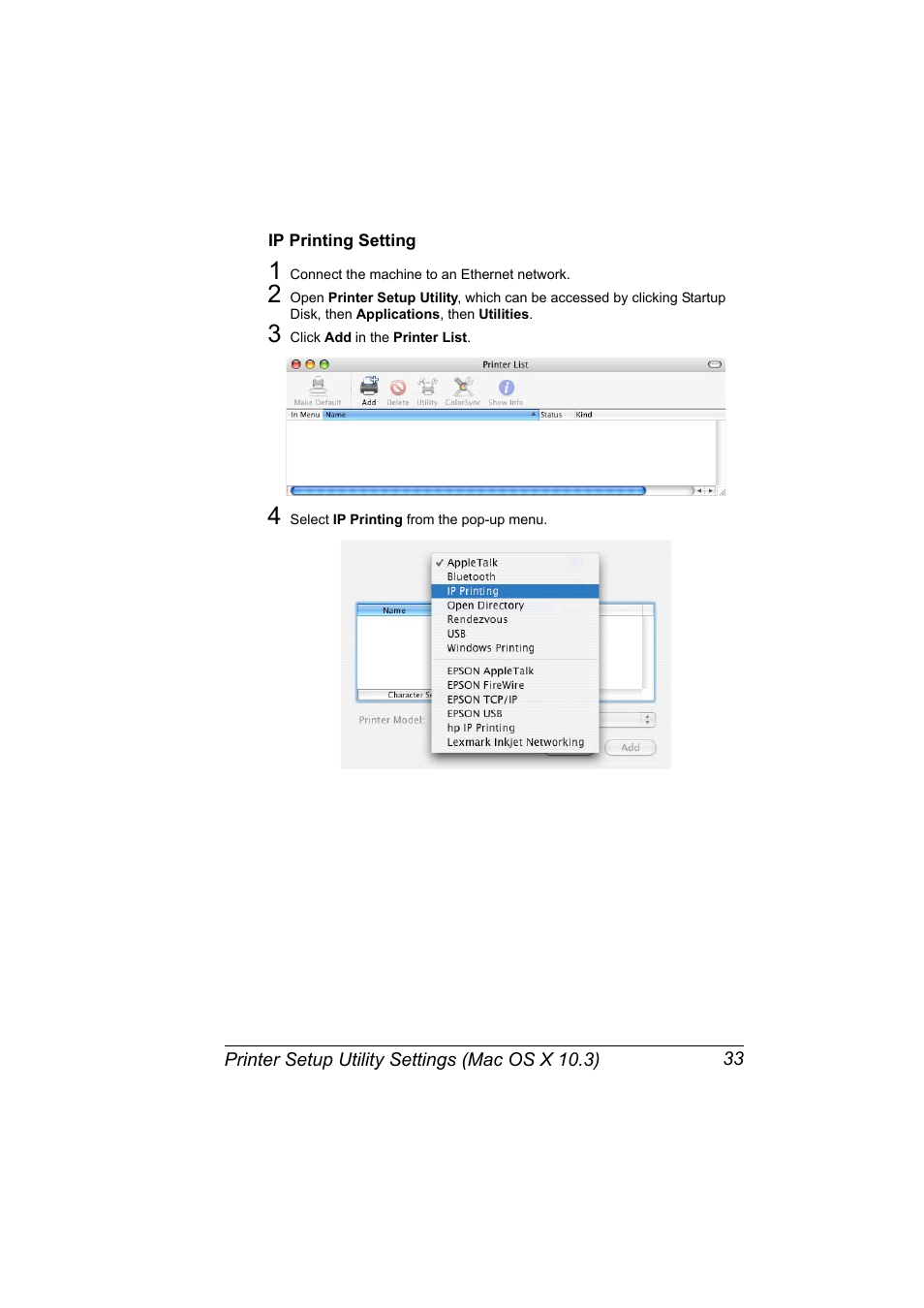 Ip printing setting, Ip printing setting 33 | Konica Minolta magicolor 5650EN User Manual | Page 53 / 430