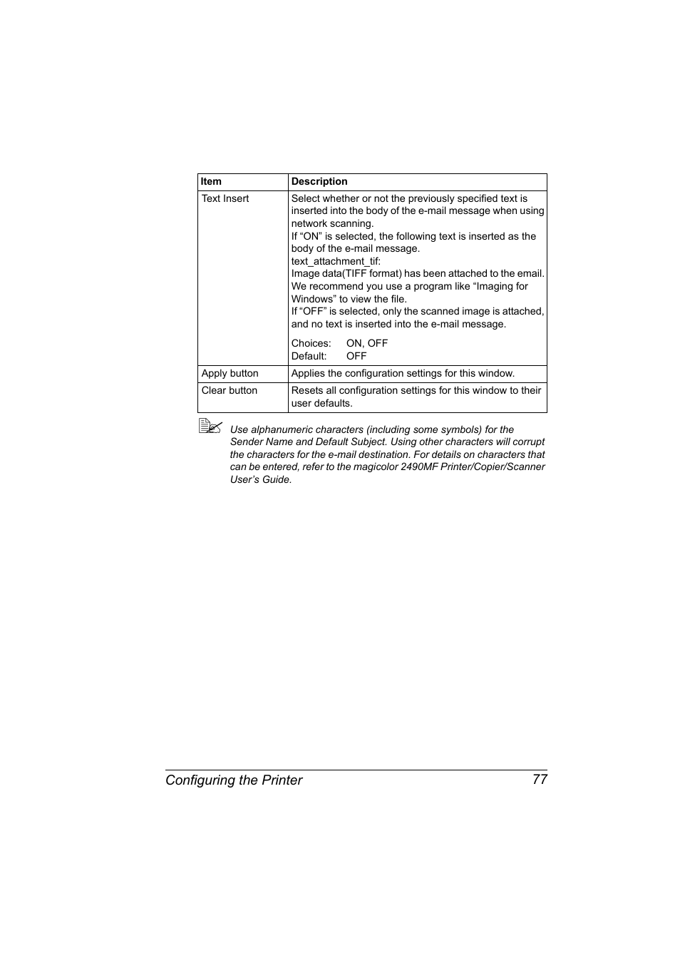 Configuring the printer 77 | Konica Minolta Magicolor 2490MF User Manual | Page 85 / 90