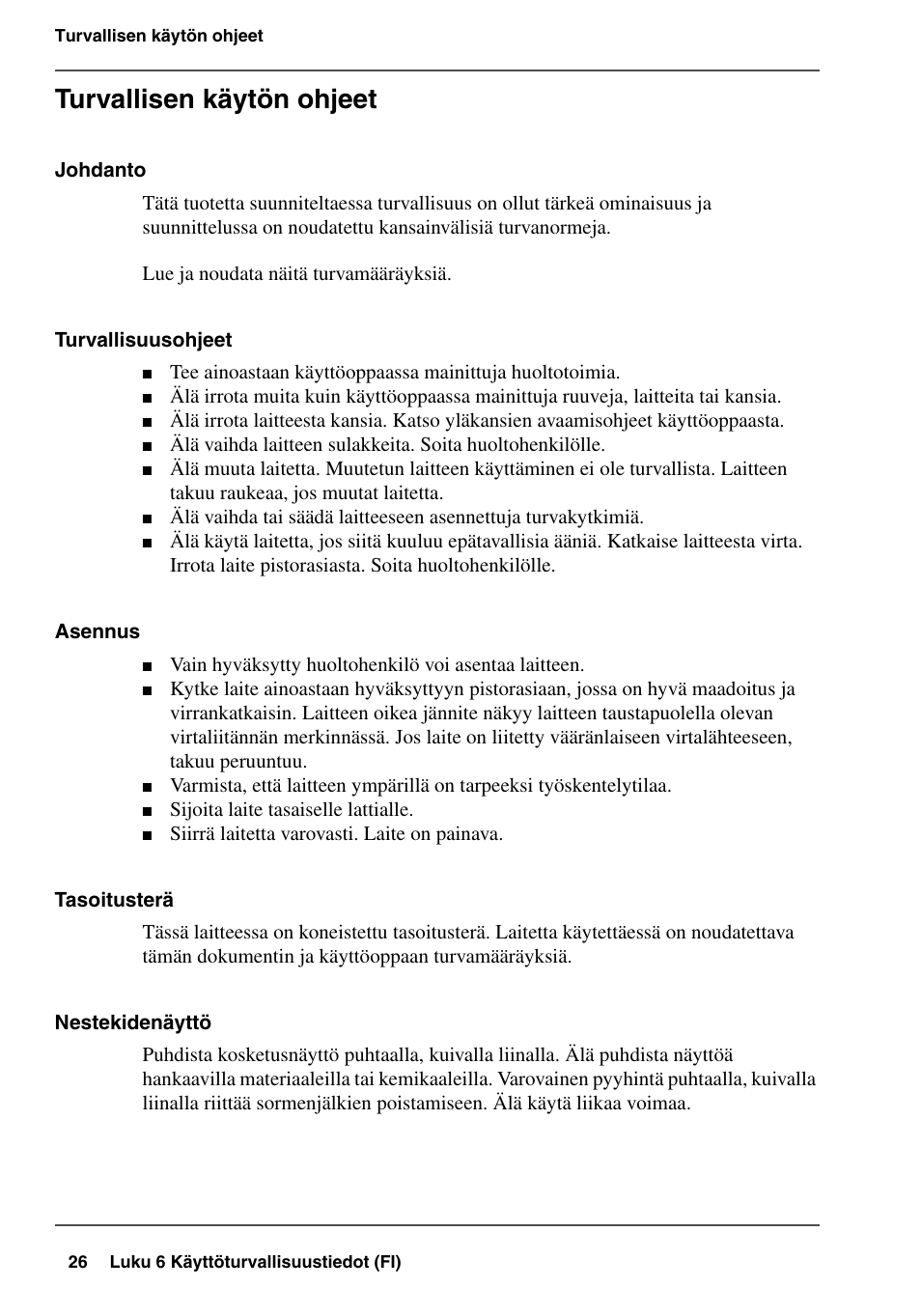 Turvallisen käytön ohjeet | Konica Minolta bizhub PRO 1600P User Manual | Page 26 / 84