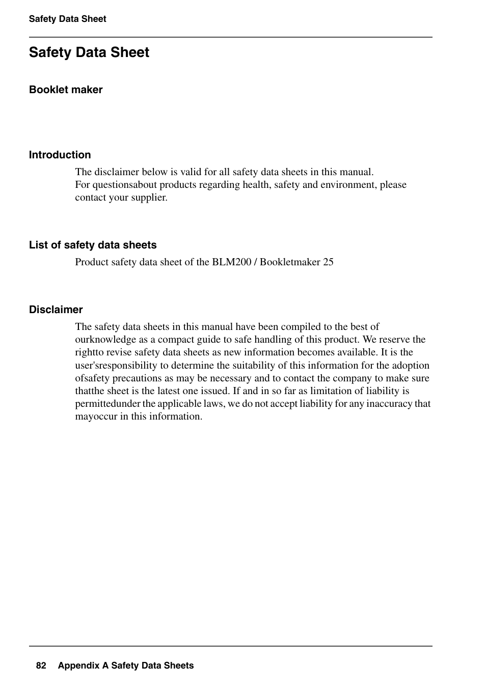 Safety data sheet, 82 ページの, På side 82 | Konica Minolta bizhub PRO 1600P User Manual | Page 82 / 84