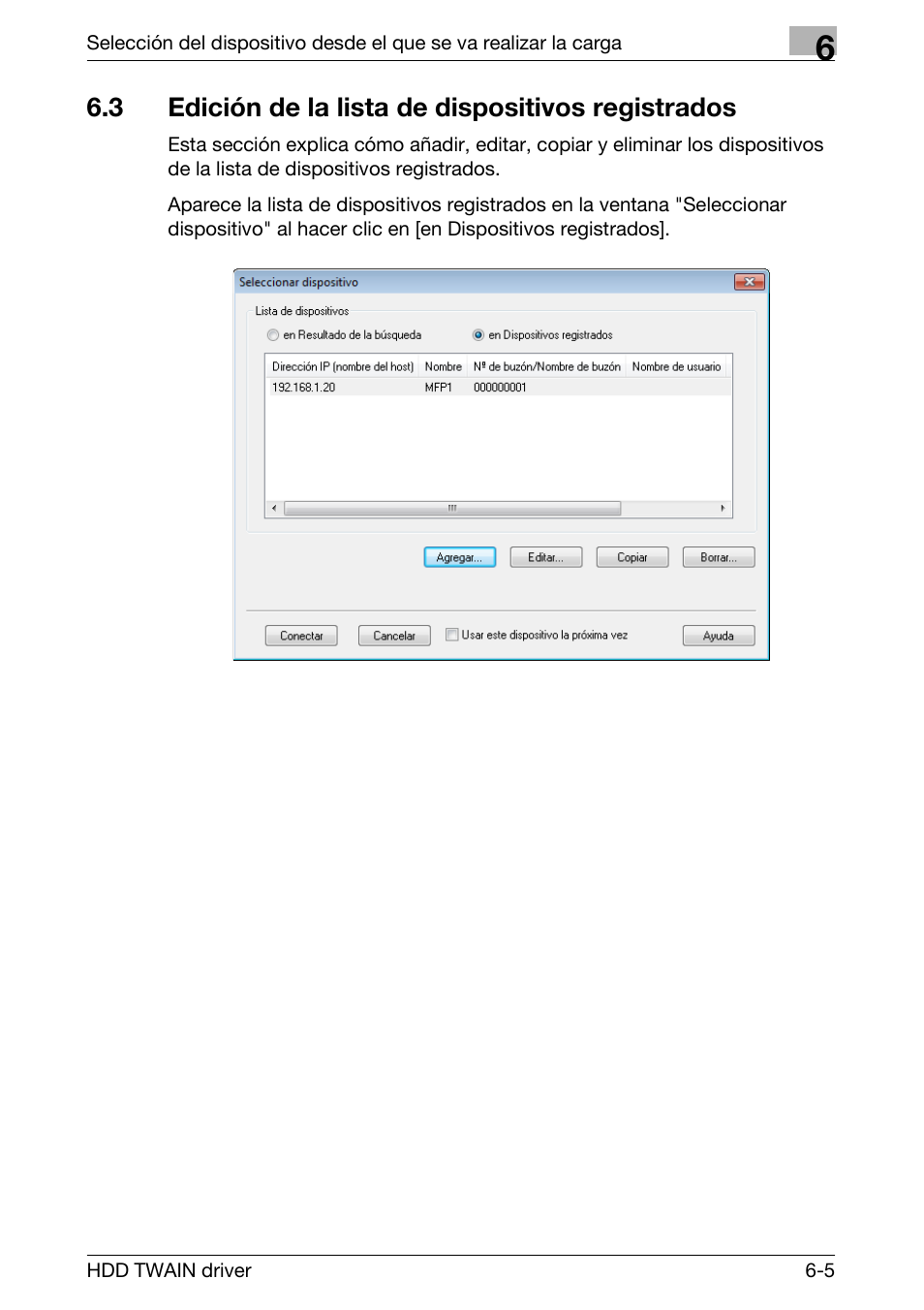 3 edición de la lista de dispositivos registrados, Edición de la lista de dispositivos registrados -5 | Konica Minolta bizhub PRO 1200 User Manual | Page 31 / 43