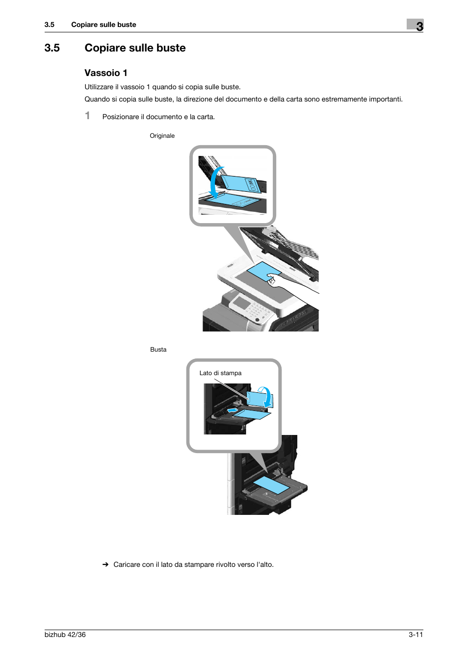 5 copiare sulle buste, Vassoio 1, Copiare sulle buste -11 vassoio 1 -11 | Konica Minolta bizhub 36 User Manual | Page 95 / 186
