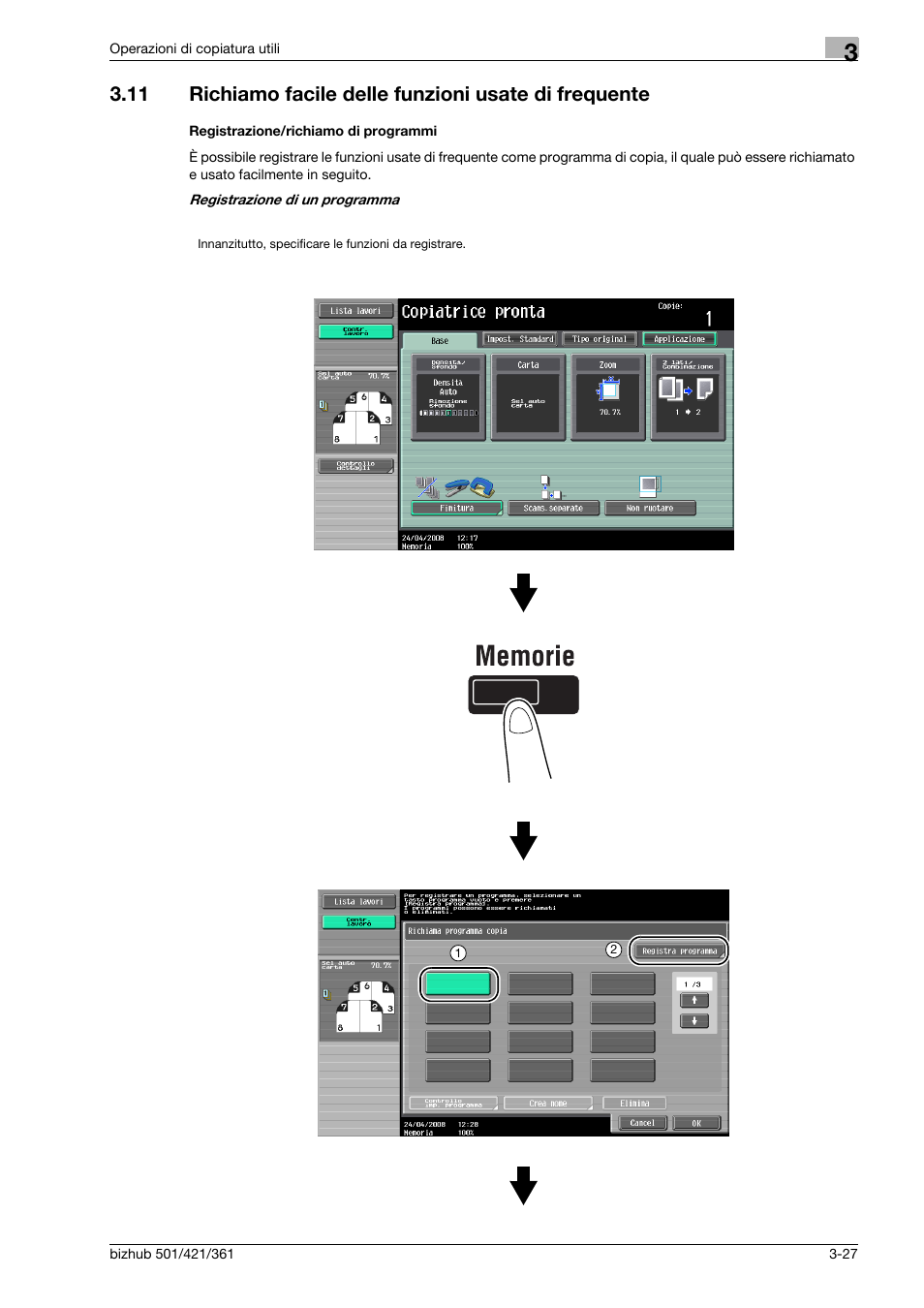 Registrazione/richiamo di programmi | Konica Minolta bizhub 421 User Manual | Page 135 / 264