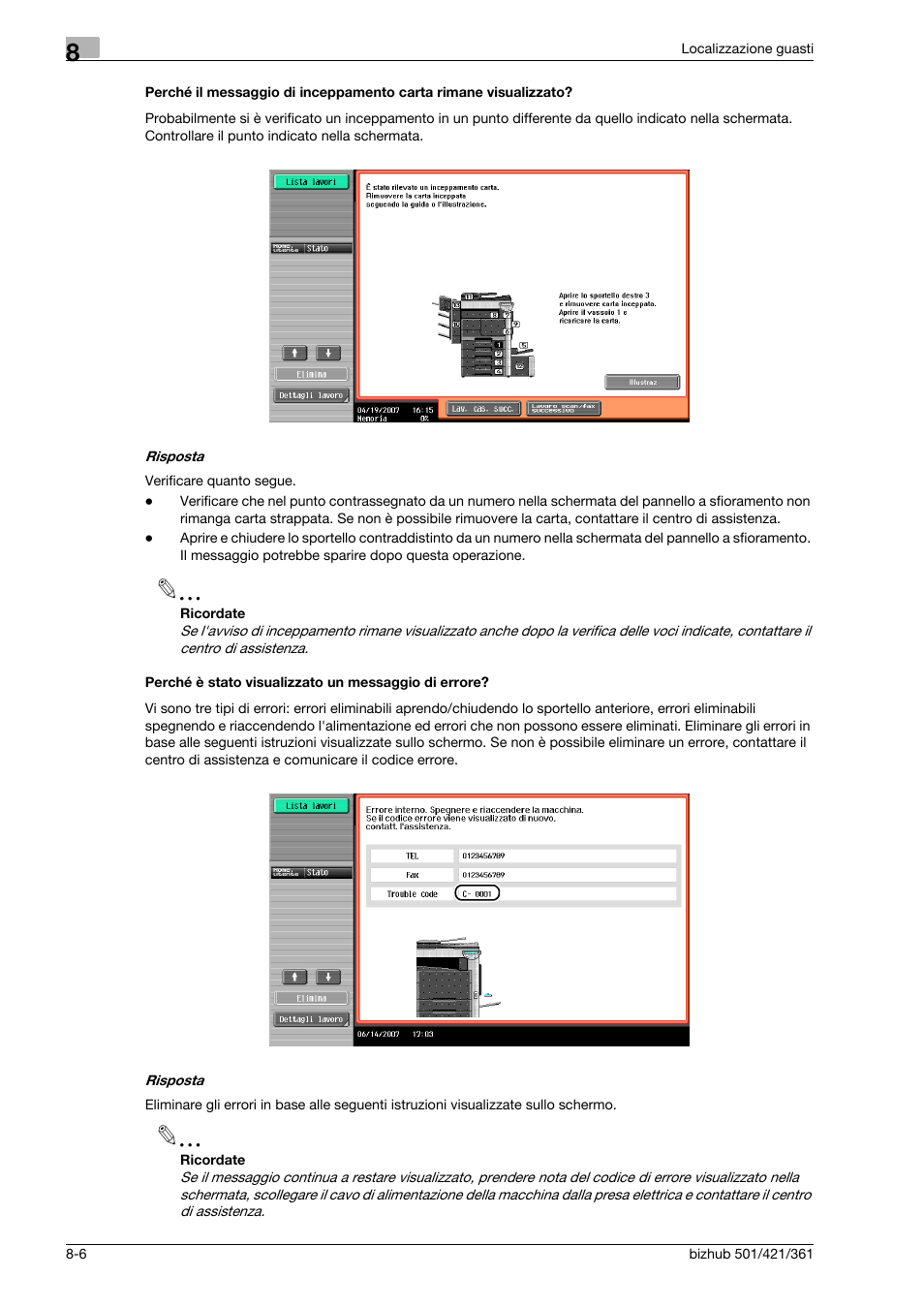 Perché è stato visualizzato un messaggio di errore | Konica Minolta bizhub 421 User Manual | Page 244 / 264