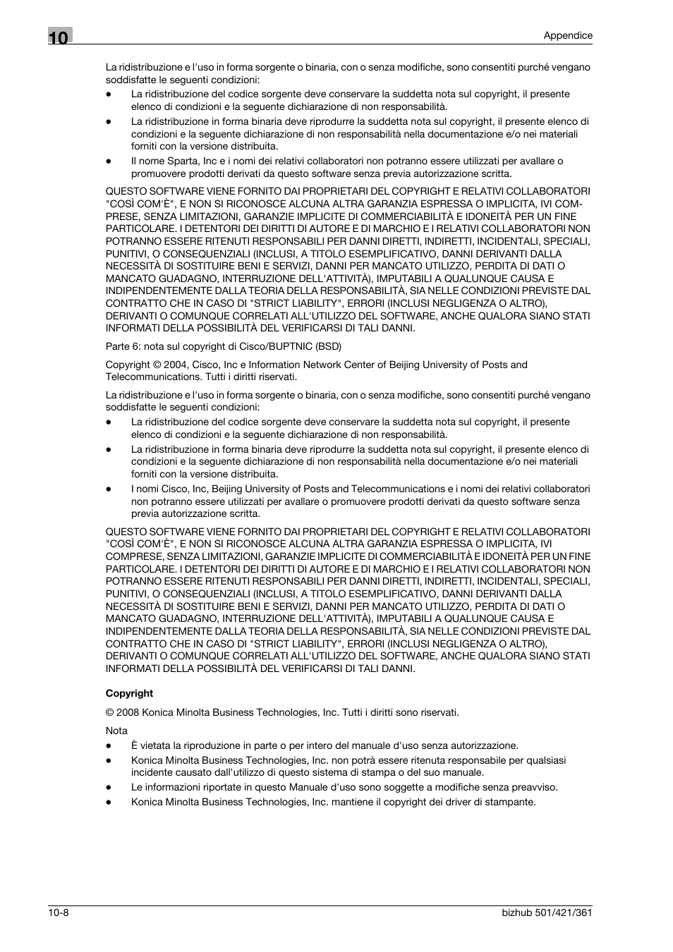 Copyright | Konica Minolta bizhub 421 User Manual | Page 258 / 264