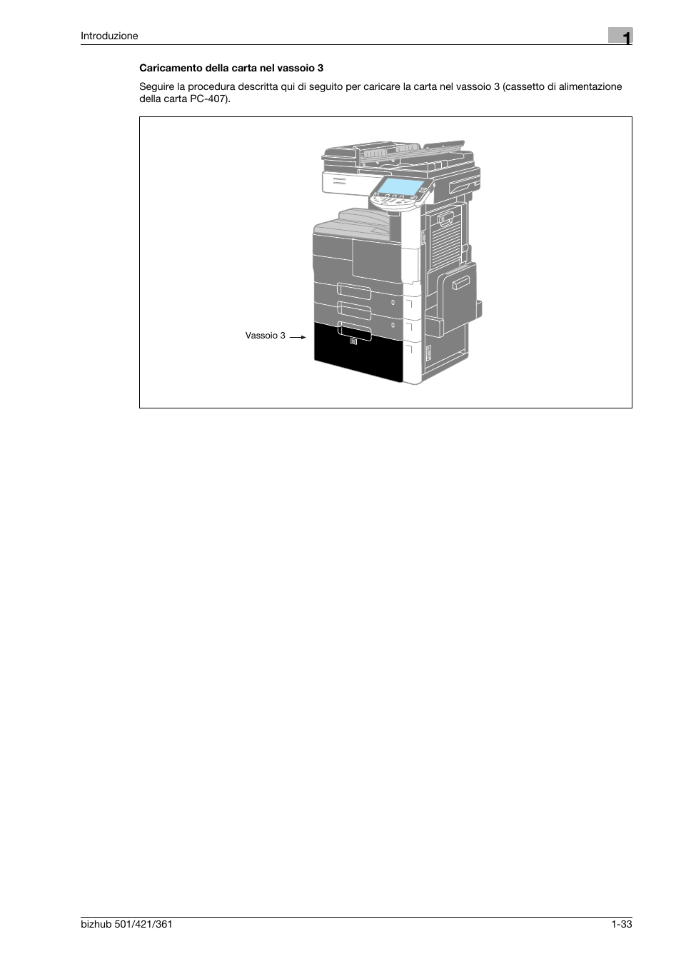 Caricamento della carta nel vassoio 3 | Konica Minolta bizhub 421 User Manual | Page 39 / 264