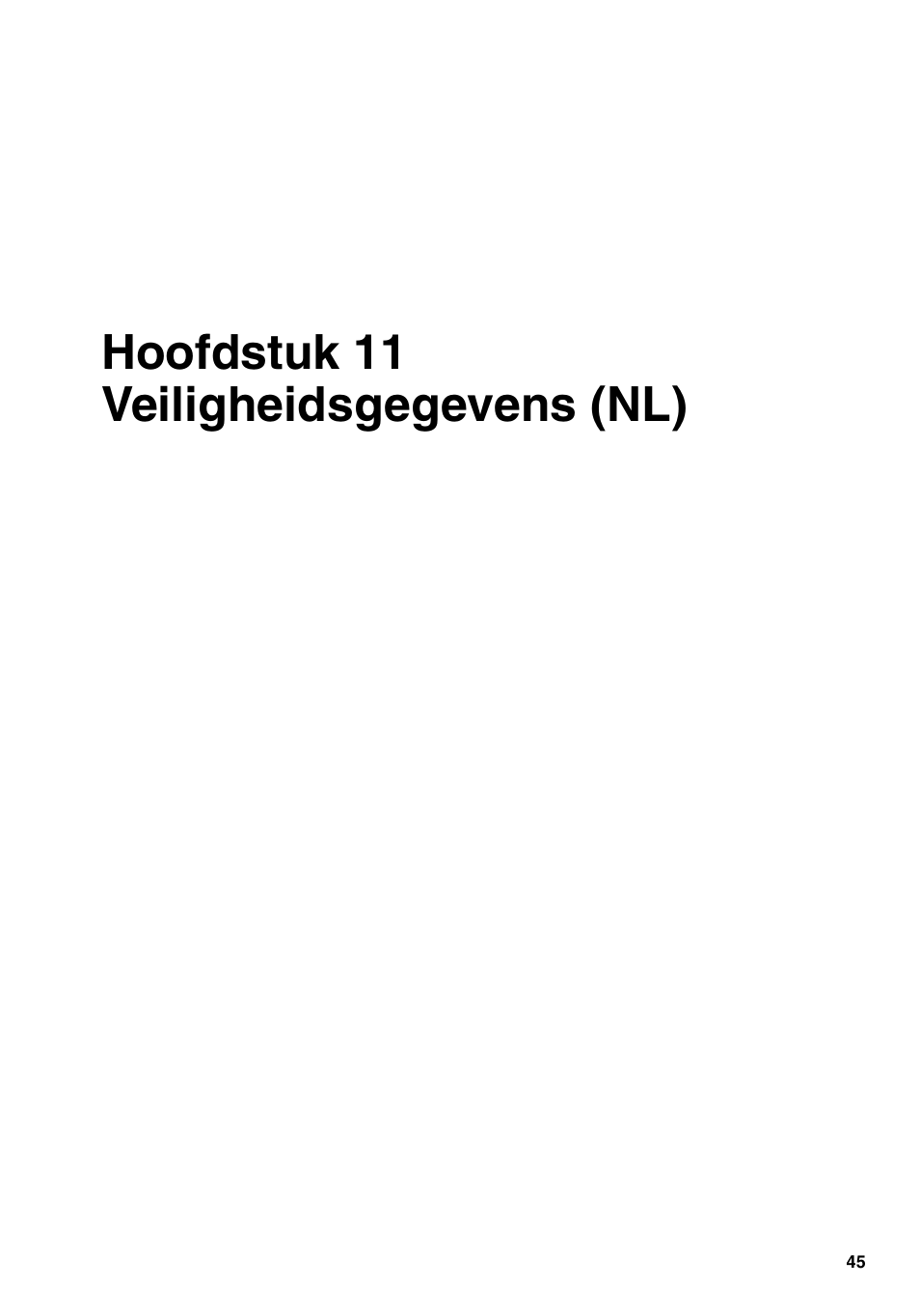 Hoofdstuk 11 veiligheidsgegevens (nl), Hoofdstuk 11, Veiligheidsgegevens (nl) | Konica Minolta bizhub PRO 2000P User Manual | Page 45 / 84