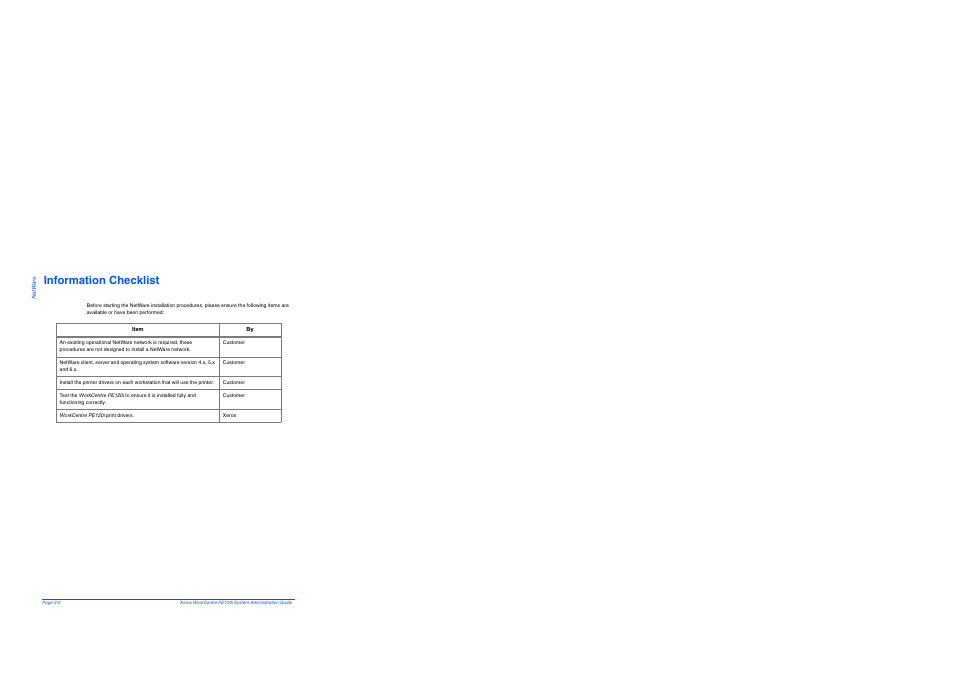 Information checklist, Information checklist -2 | Xerox WorkCentre PE120-120i-4396 User Manual | Page 36 / 131