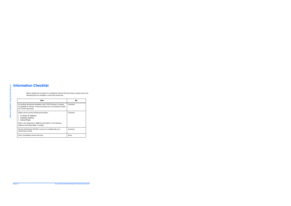 Information checklist, Information checklist -2 | Xerox WorkCentre PE120-120i-4396 User Manual | Page 68 / 131
