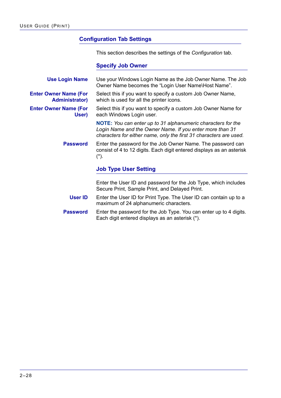 Configuration tab settings, Configuration tab settings 2-28, Configuration tab settings 28 | Xerox WorkCentre M24-2780 User Manual | Page 192 / 441